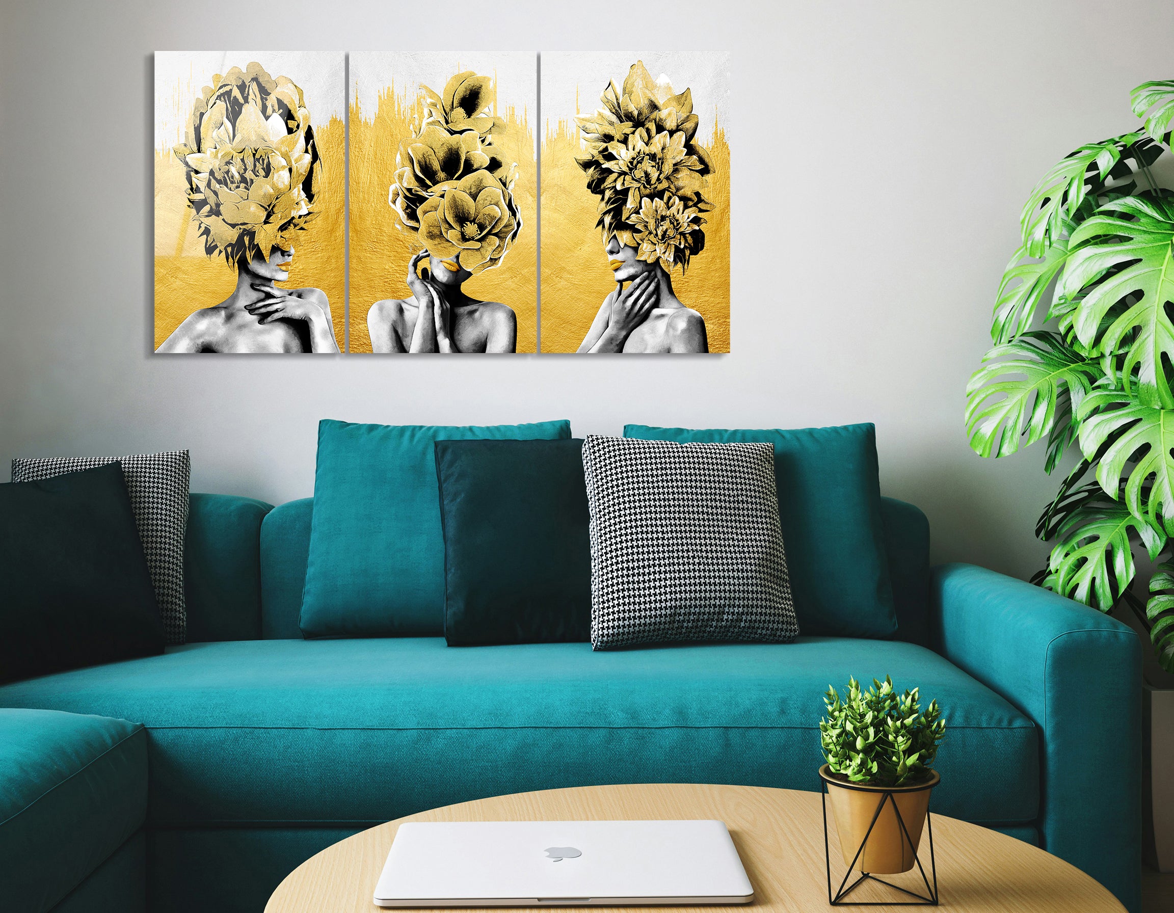 Mega Size Golden Trio Goddess | Premium HD Metal Wall Art