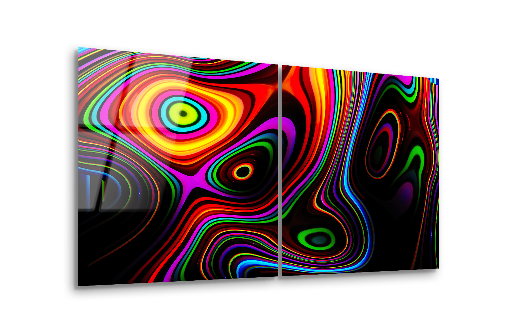 Mega Size Modern Abstract Colorful Duo | Premium HD Metal Wall Art