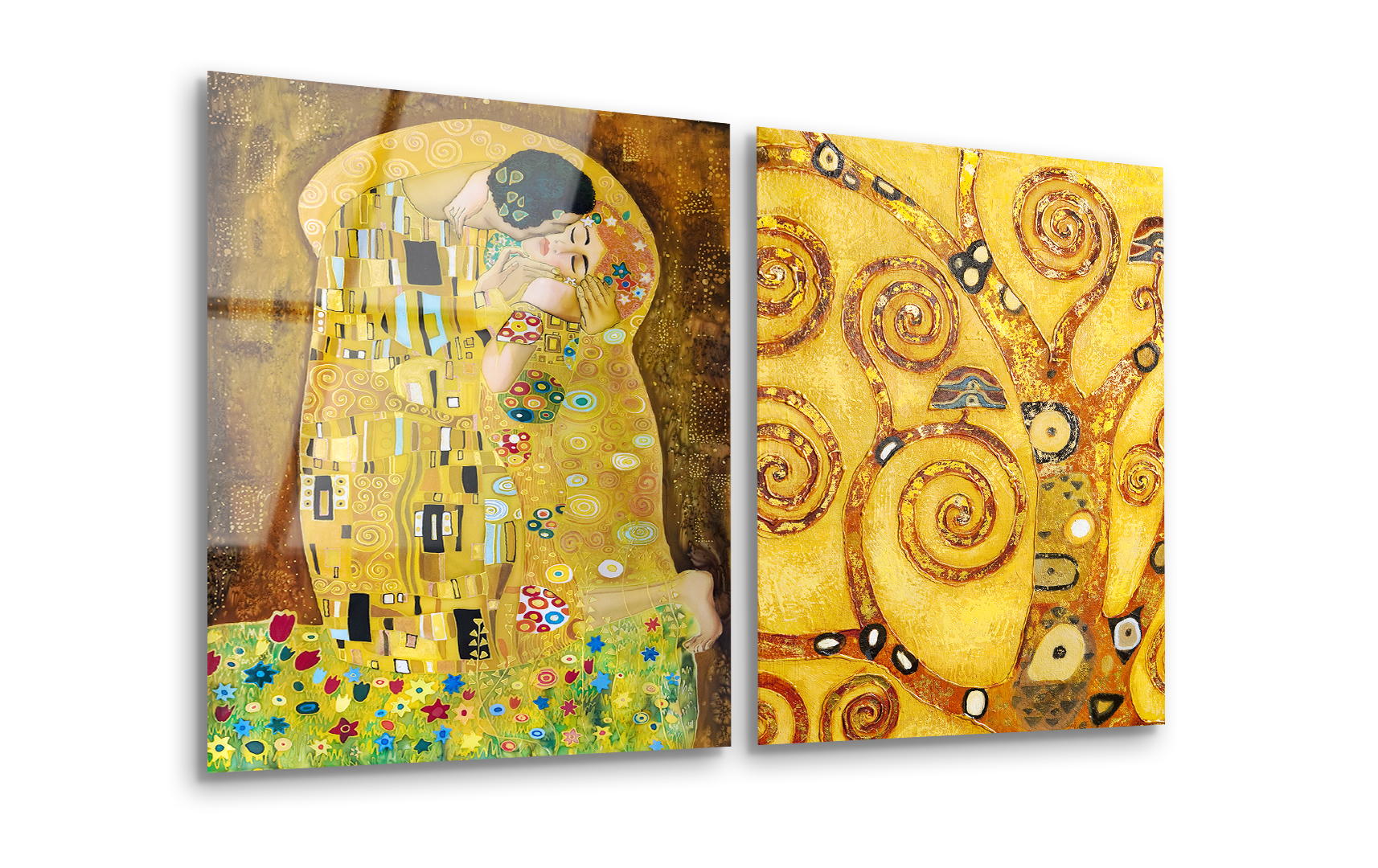 Mega Size Modern Klimt Inspired Abstract Art Duo | Premium HD Metal Wall Art