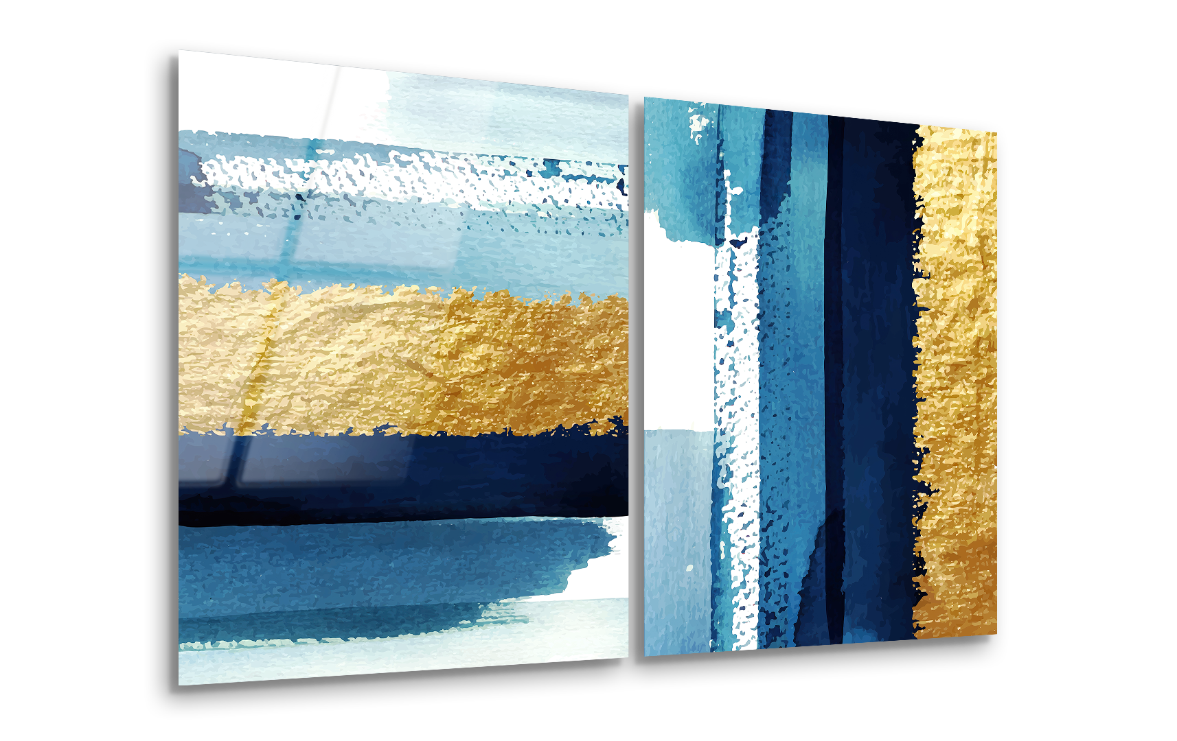 Mega Size Abstract Gold Duo | Premium HD Metal Wall Art