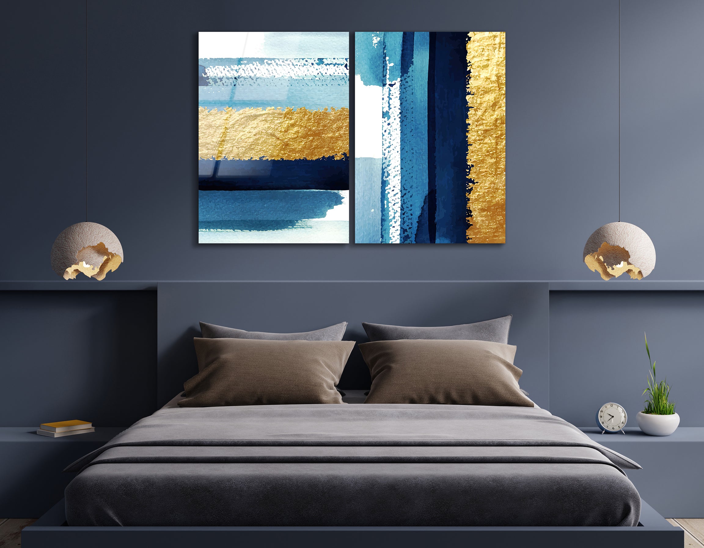 Mega Size Abstract Gold Duo | Premium HD Metal Wall Art
