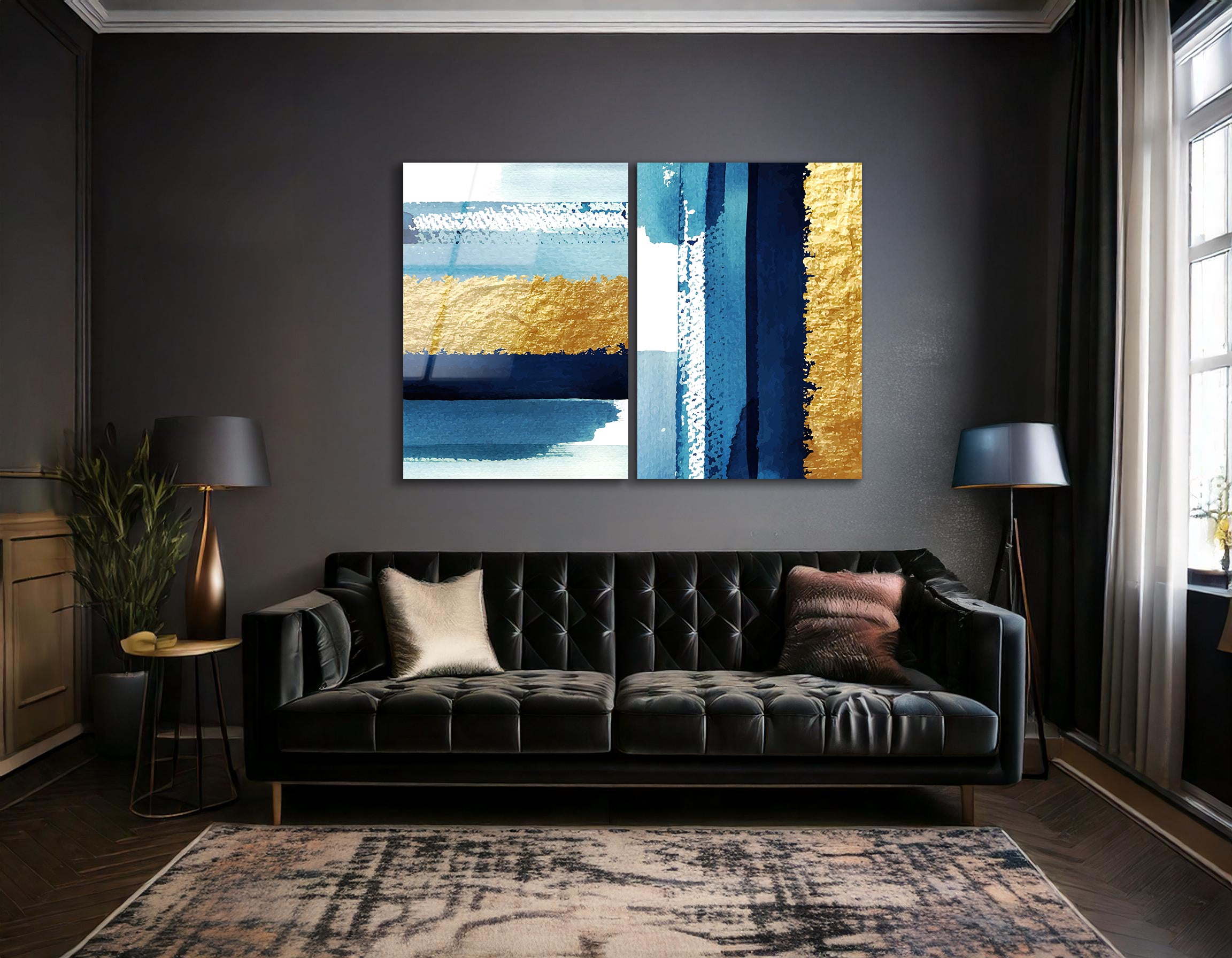 Mega Size Abstract Gold Duo | Premium HD Metal Wall Art