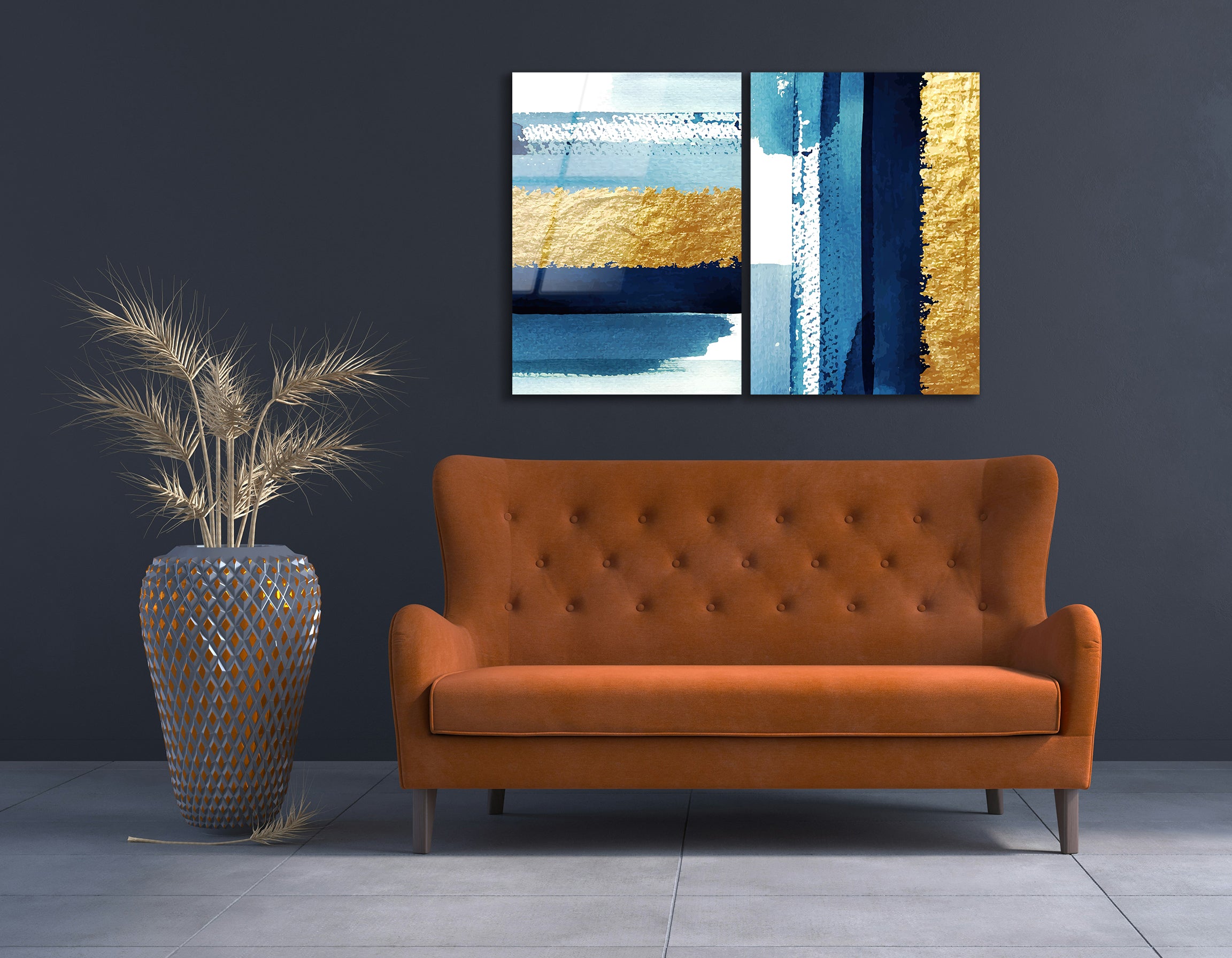 Mega Size Abstract Gold Duo | Premium HD Metal Wall Art