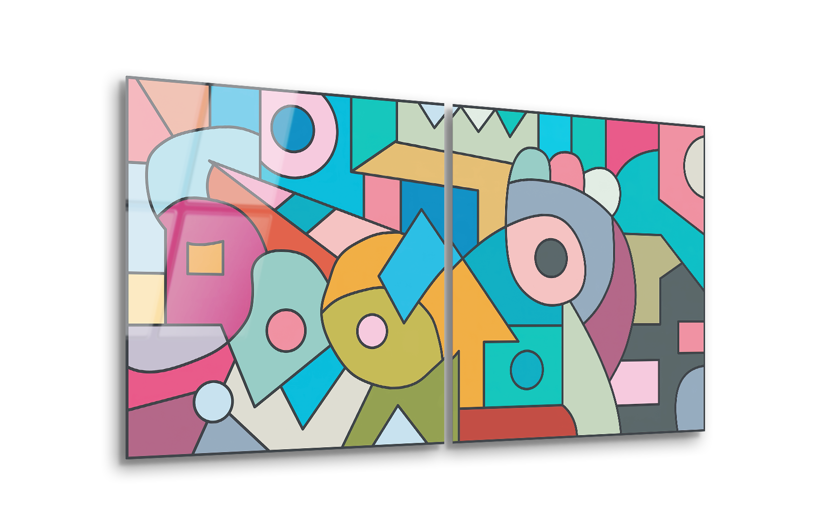 Mega Size Colorful Abstract Art Duo | Premium HD Metal Wall Art