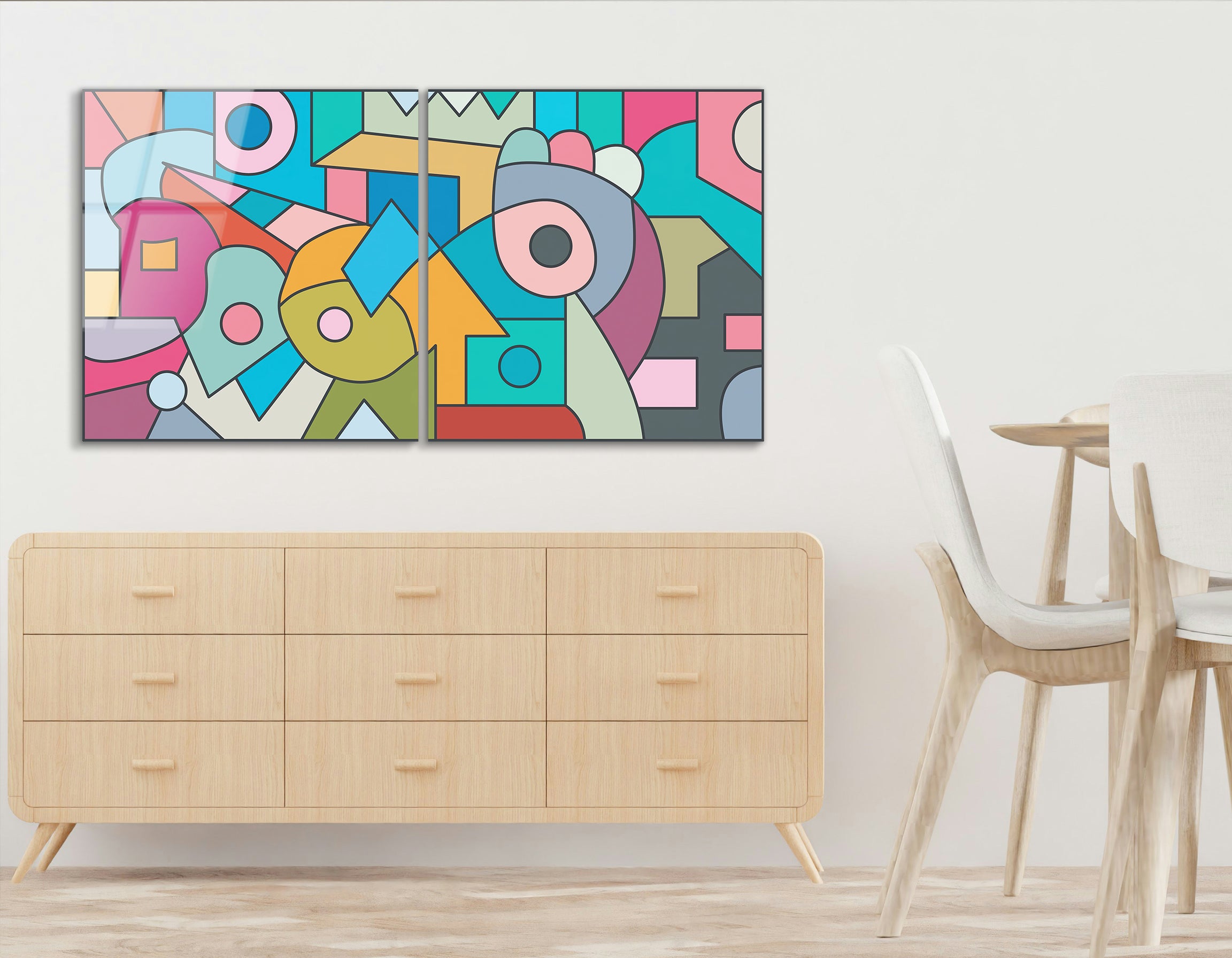 Mega Size Colorful Abstract Art Duo | Premium HD Metal Wall Art