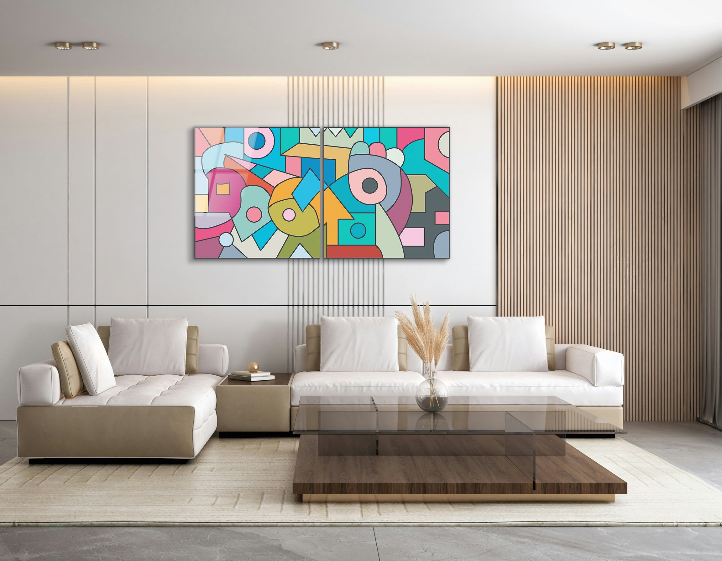 Mega Size Colorful Abstract Art Duo | Premium HD Metal Wall Art