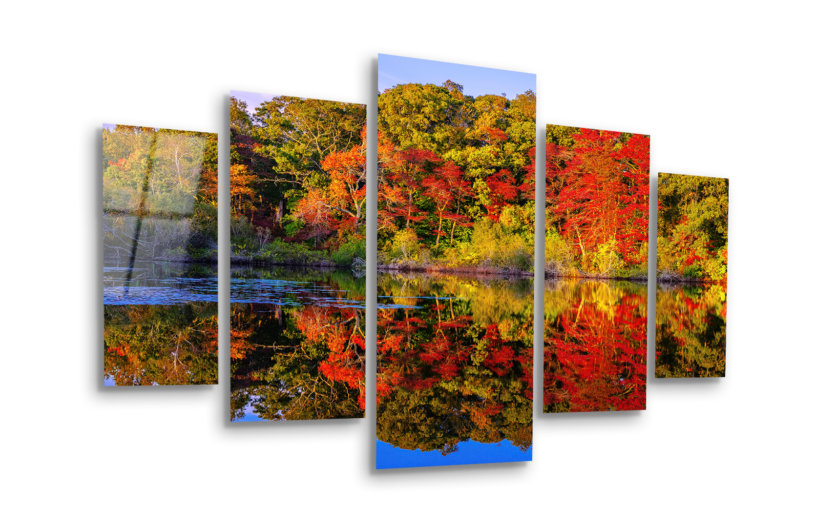 Mega Size Penta Autumn Reflection | Premium HD Metal Wall Art