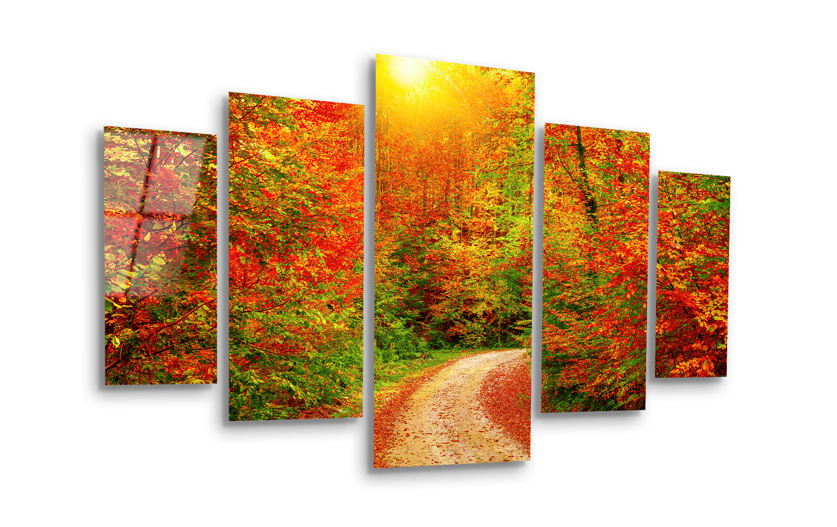 Mega Size Penta Autumn Pathway | Premium HD Metal Wall Art