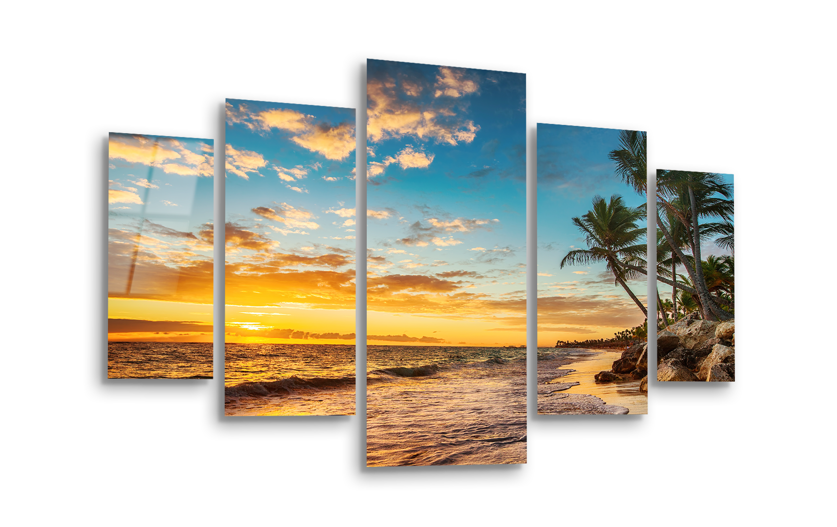 Mega Size Penta Island Sunrise | Premium HD Metal Wall Art