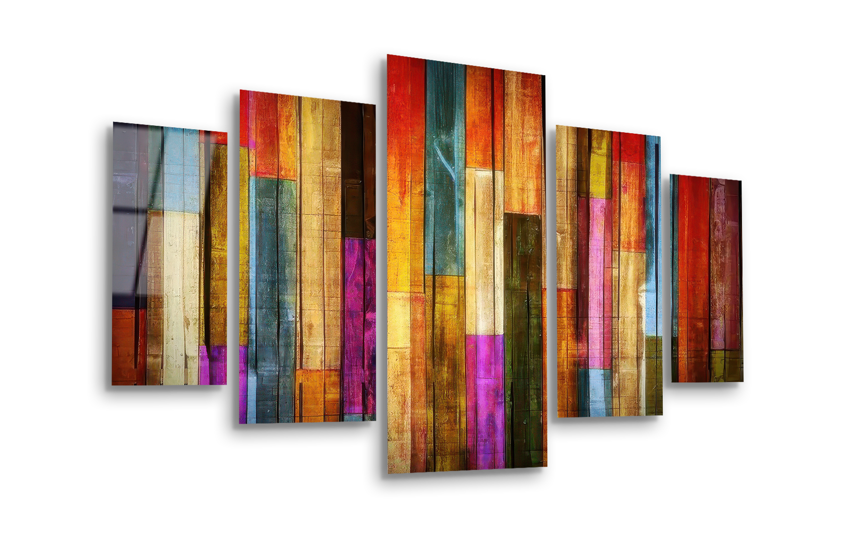 Mega Size Penta Color Blocks | Premium HD Metal Wall Art