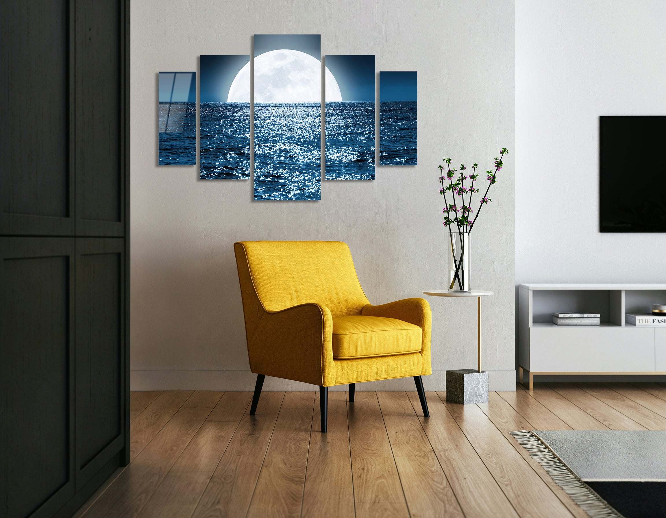 Mega Size Penta Blue Moonrise | Premium HD Metal Wall Art
