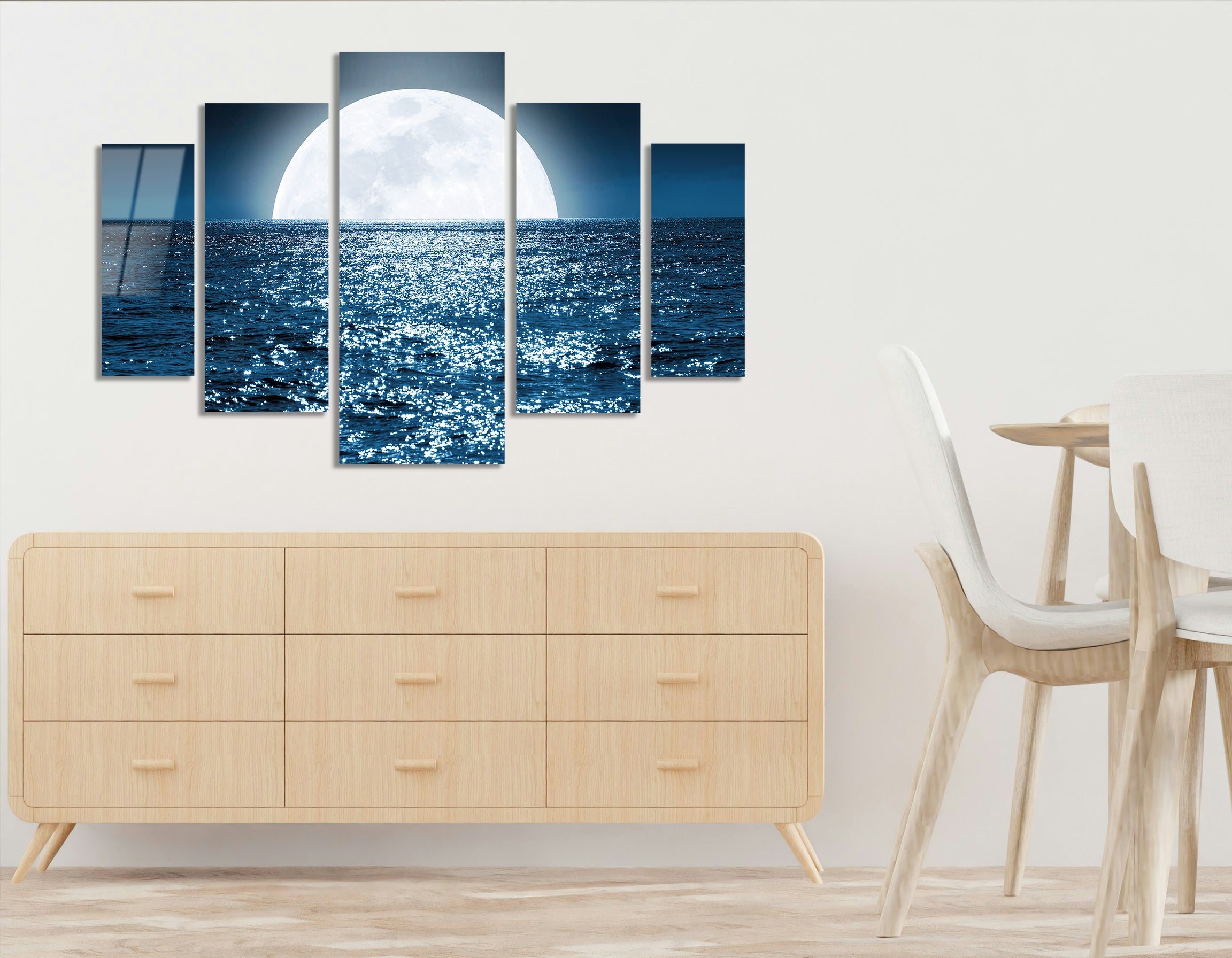 Mega Size Penta Blue Moonrise | Premium HD Metal Wall Art