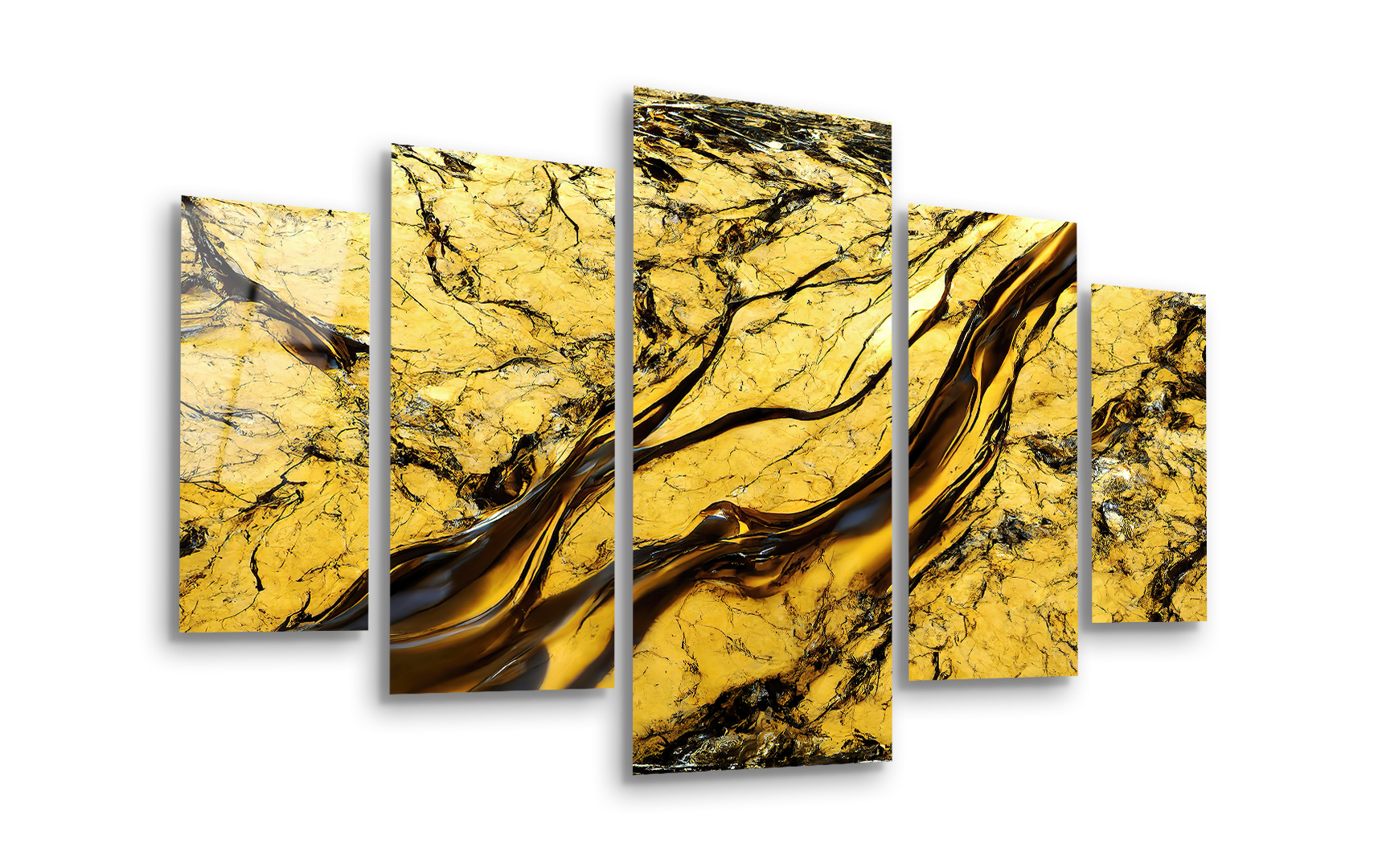 Mega Size Penta Marble Flow | Premium HD Metal Wall Art