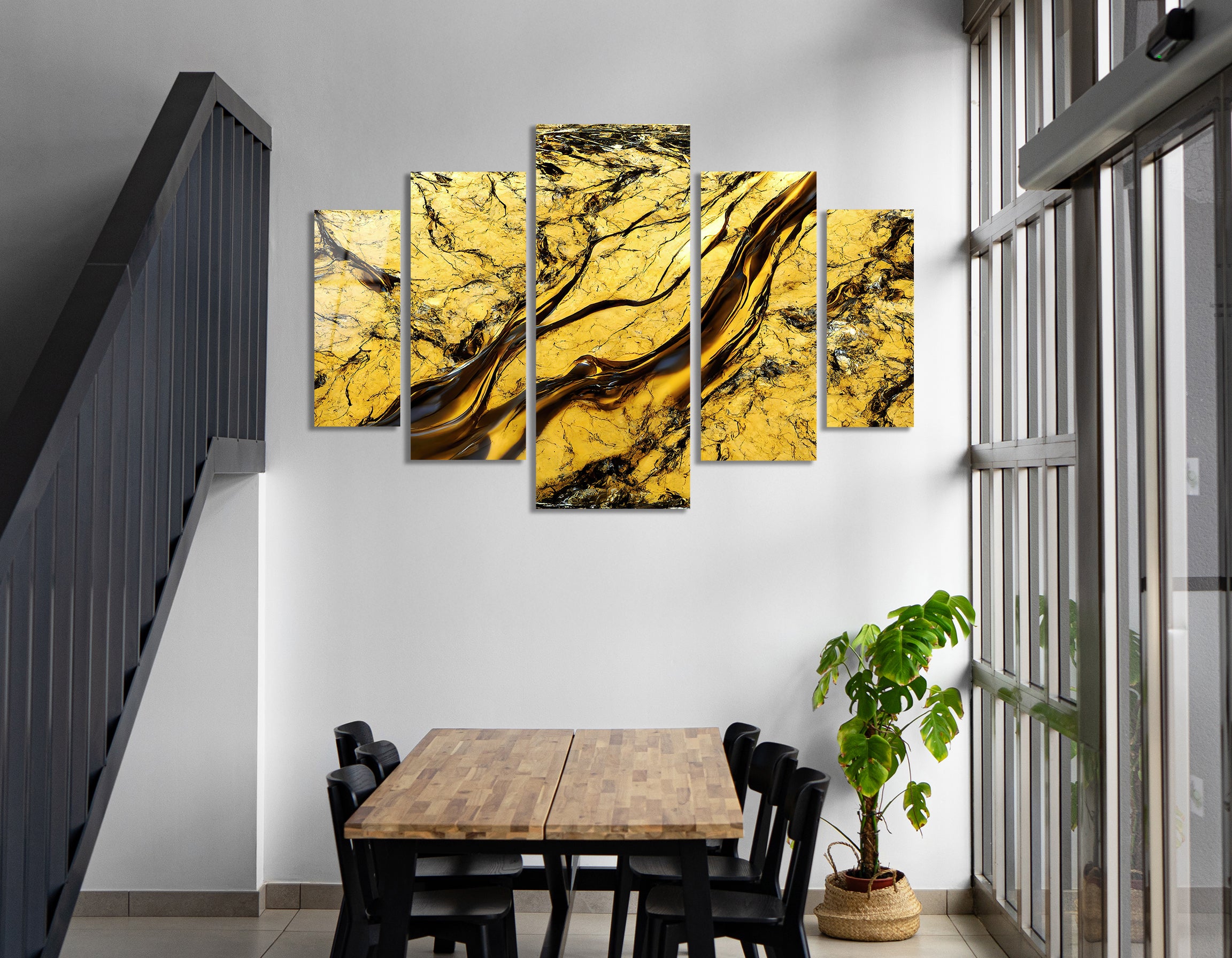Mega Size Penta Marble Flow | Premium HD Metal Wall Art