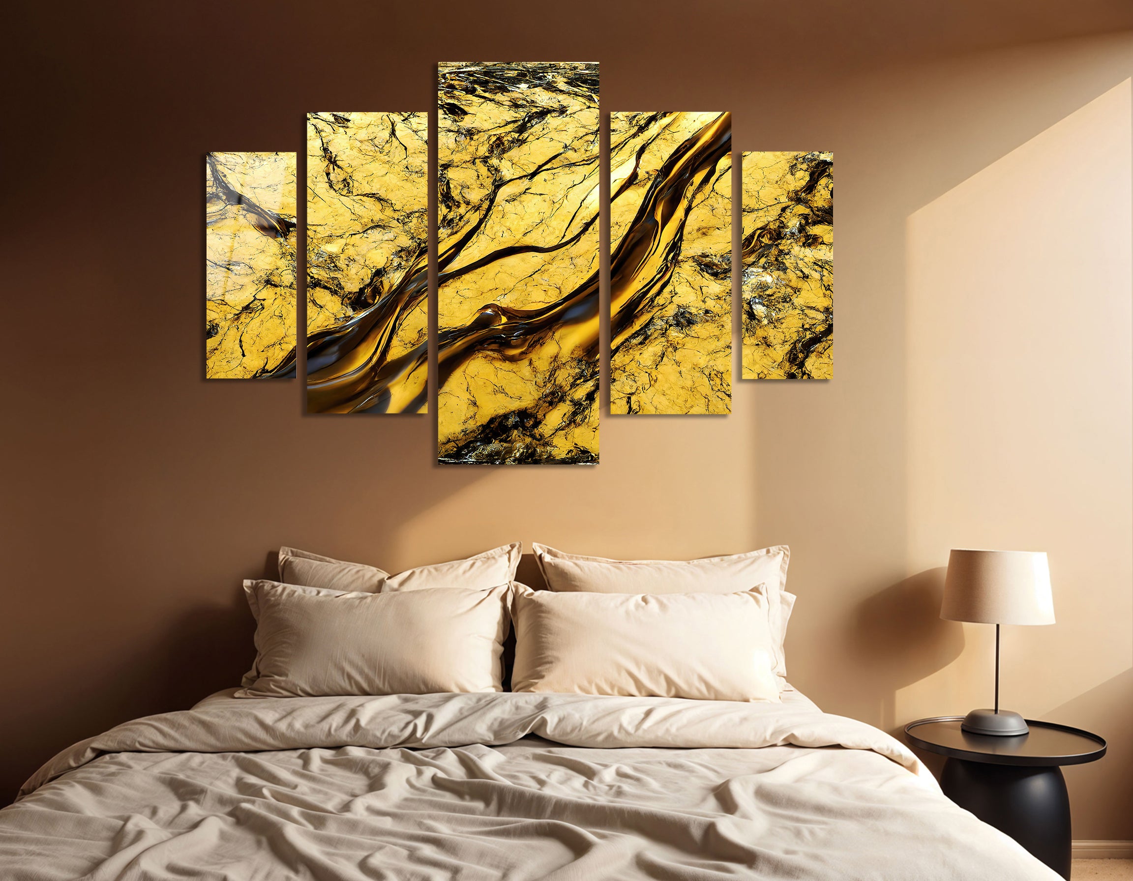 Mega Size Penta Marble Flow | Premium HD Metal Wall Art