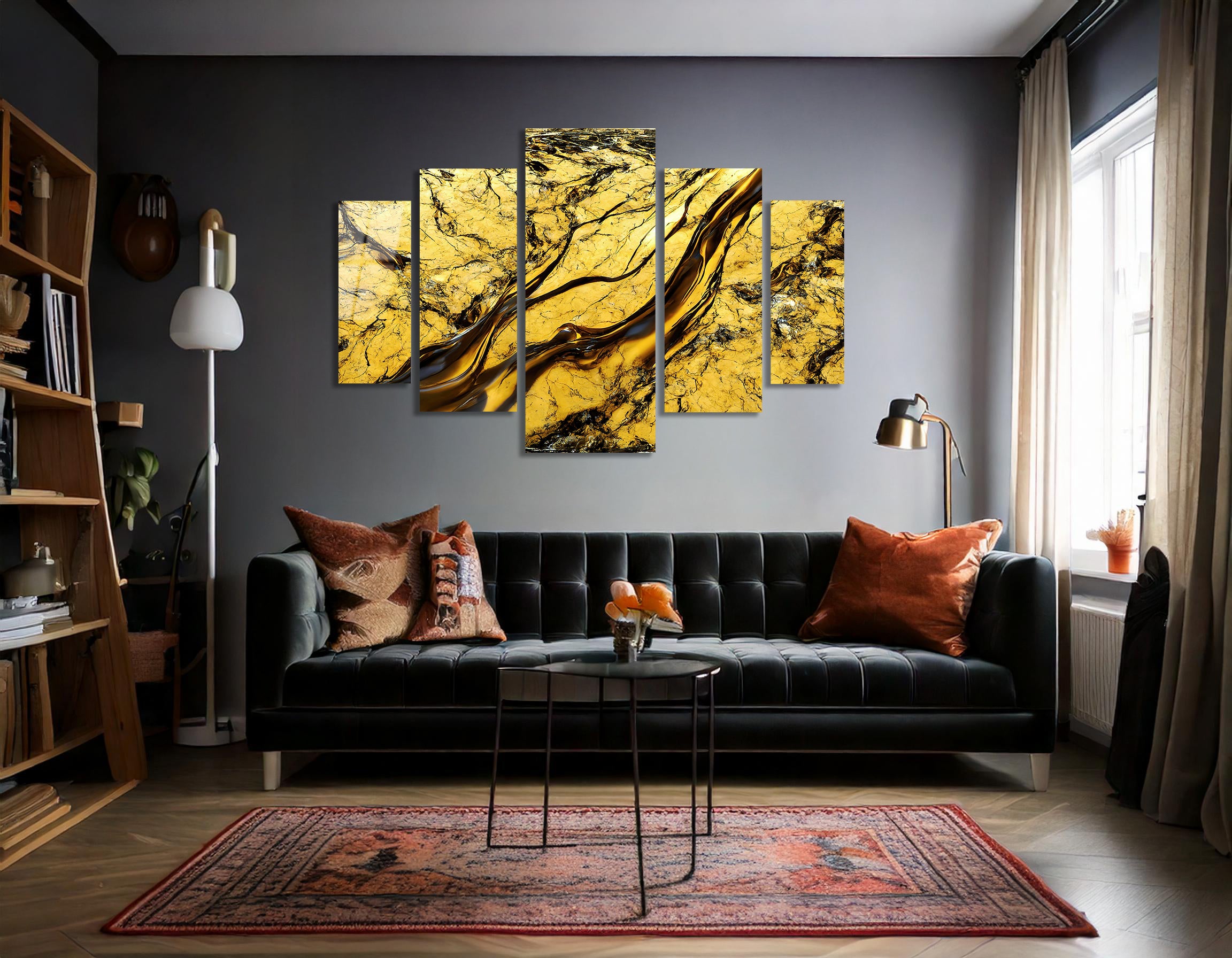 Mega Size Penta Marble Flow | Premium HD Metal Wall Art