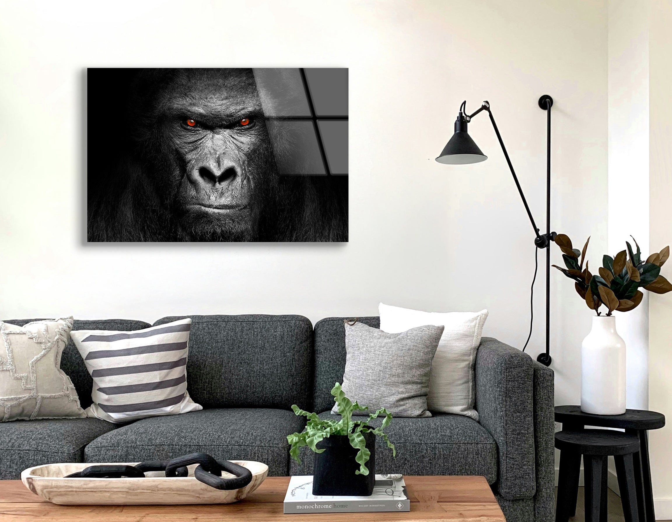 Gorilla Face - Powerful Mammal Eyes | Premium HD Metal Wall Art - DezignArt