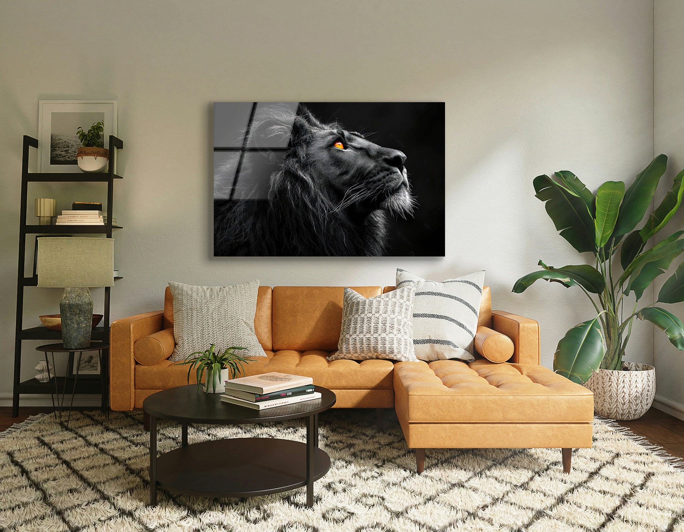 Black Lion Under a Starlit Sky | Premium HD Metal Wall Art - DezignArt