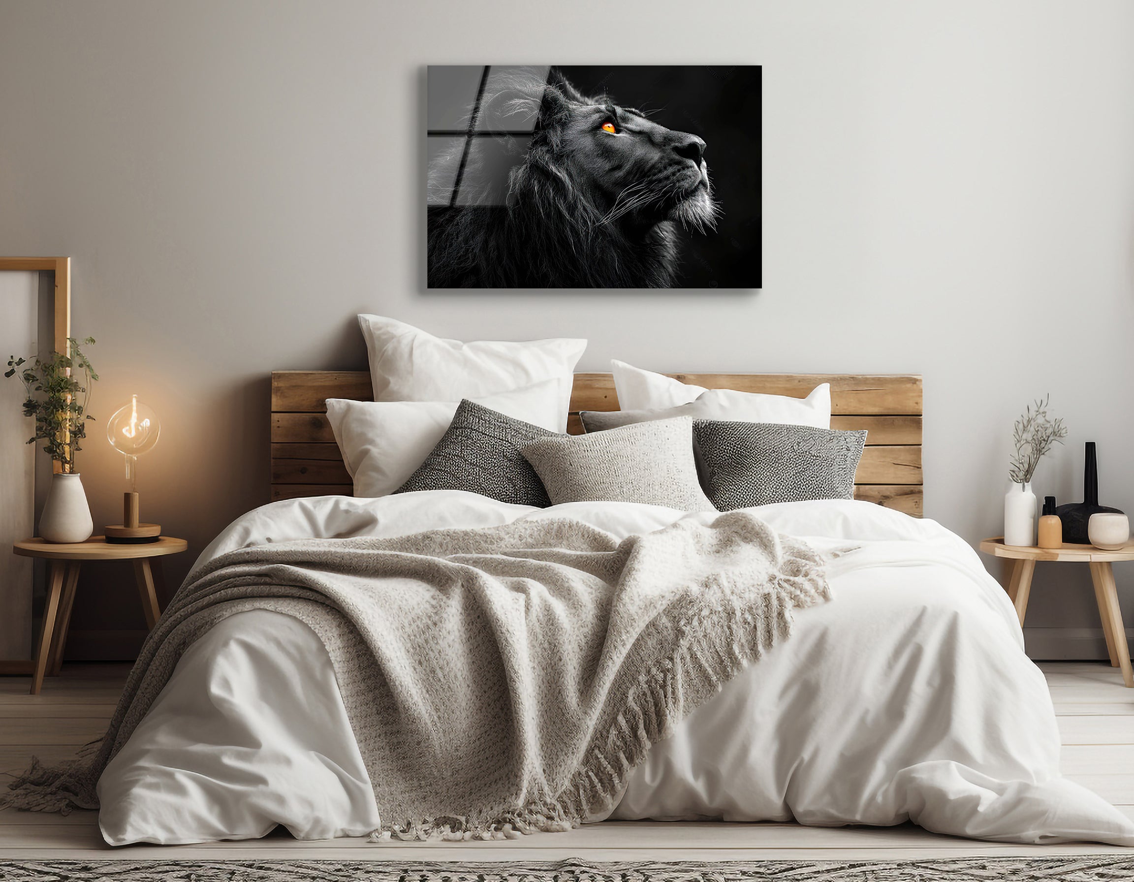 Black Lion Under a Starlit Sky | Premium HD Metal Wall Art - DezignArt