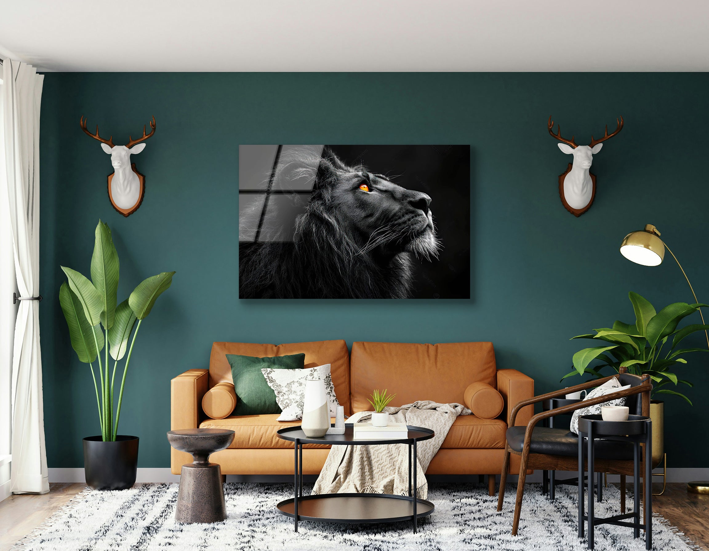 Black Lion Under a Starlit Sky | Premium HD Metal Wall Art - DezignArt