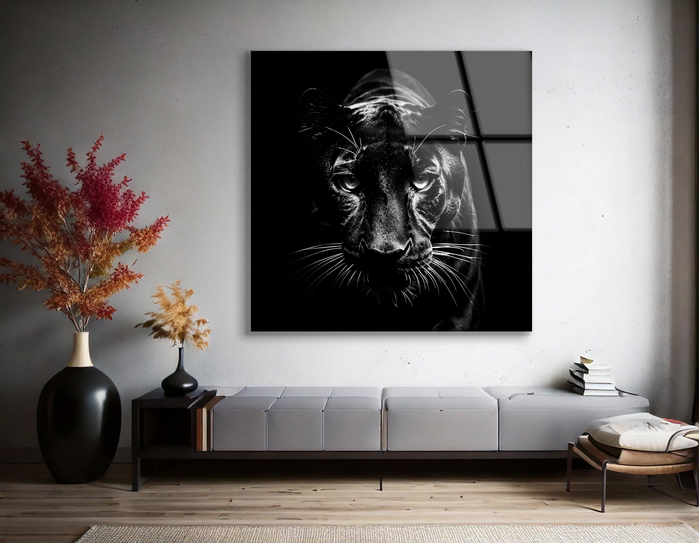 Black Panther on Black Background | Premium HD Metal Wall Art