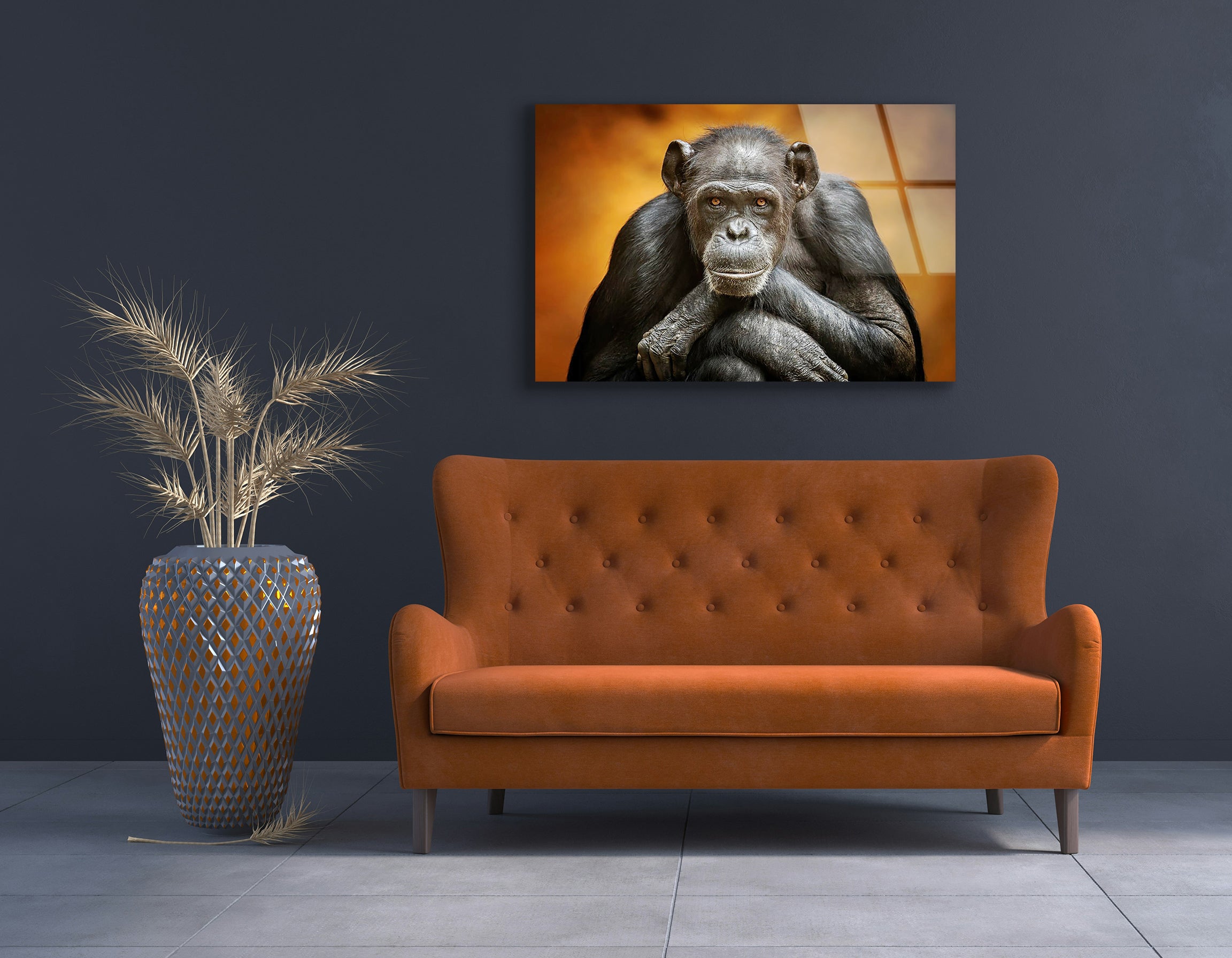 Portrait of a Chimpanzee | Premium HD Metal Wall Art