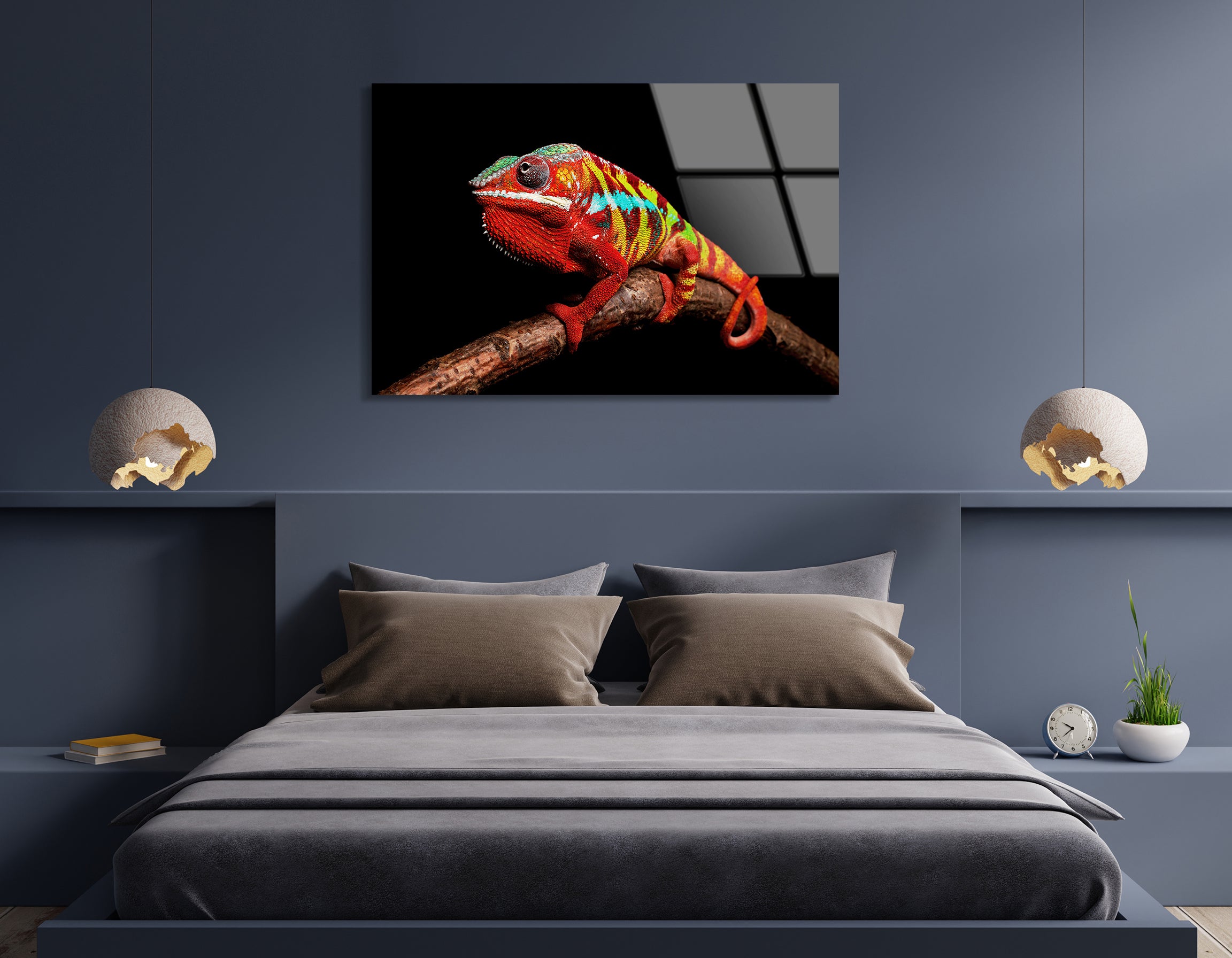 Vibrant Ambilobe Panther Chameleon | Premium HD Metal Wall Art
