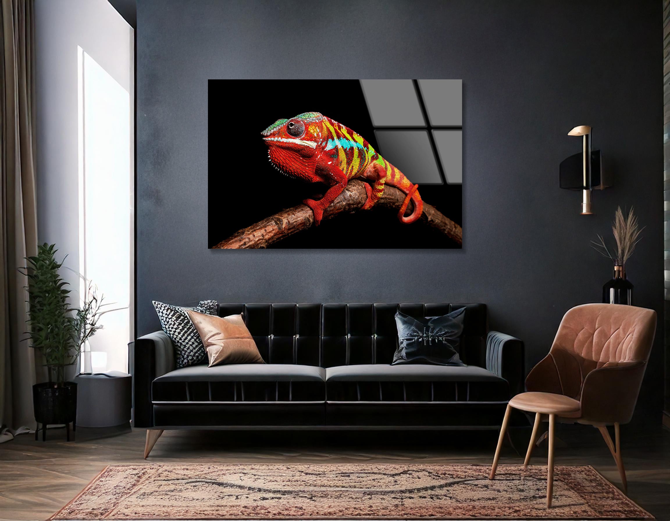 Vibrant Ambilobe Panther Chameleon | Premium HD Metal Wall Art