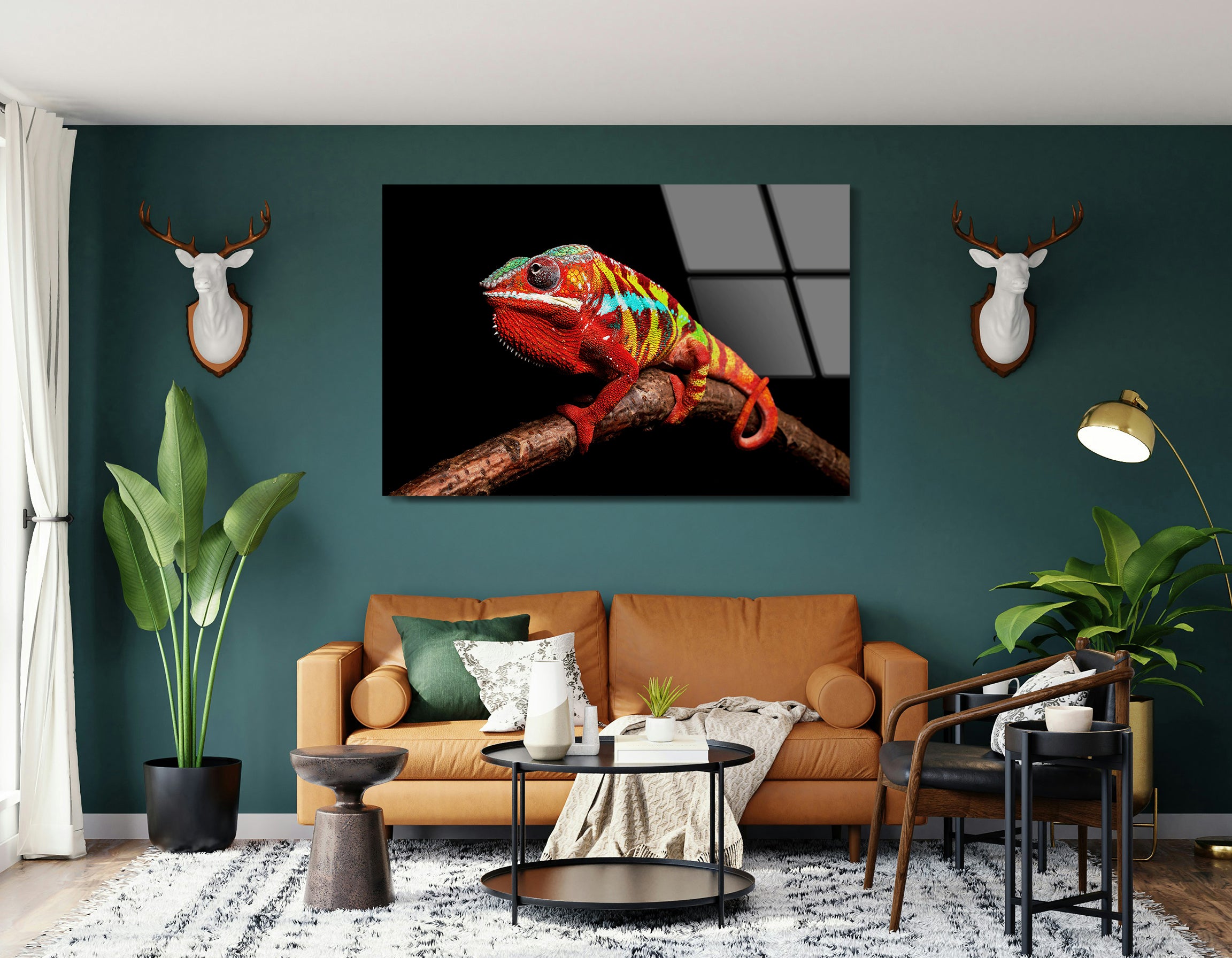 Vibrant Ambilobe Panther Chameleon | Premium HD Metal Wall Art