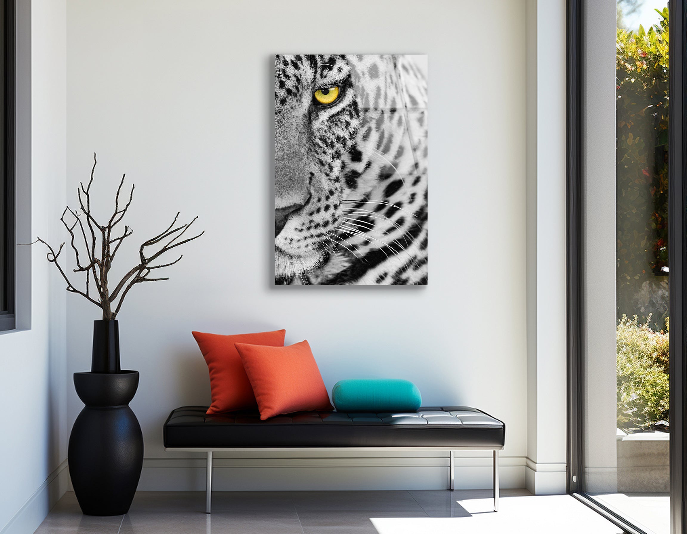 Female Leopard with Frightening Eye | Premium HD Metal Wall Art