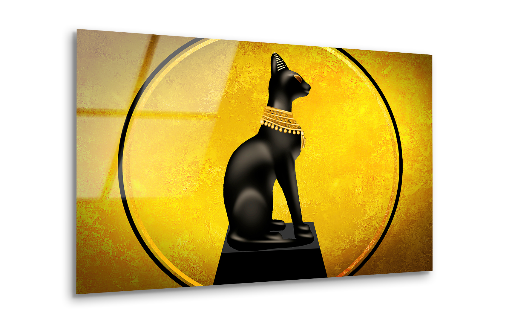 Egyptian Abstract Background with Goddess Bastet | Premium HD Metal Wall Art