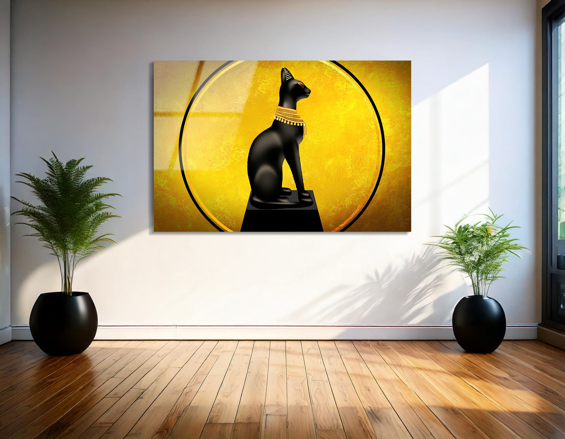 Egyptian Abstract Background with Goddess Bastet | Premium HD Metal Wall Art