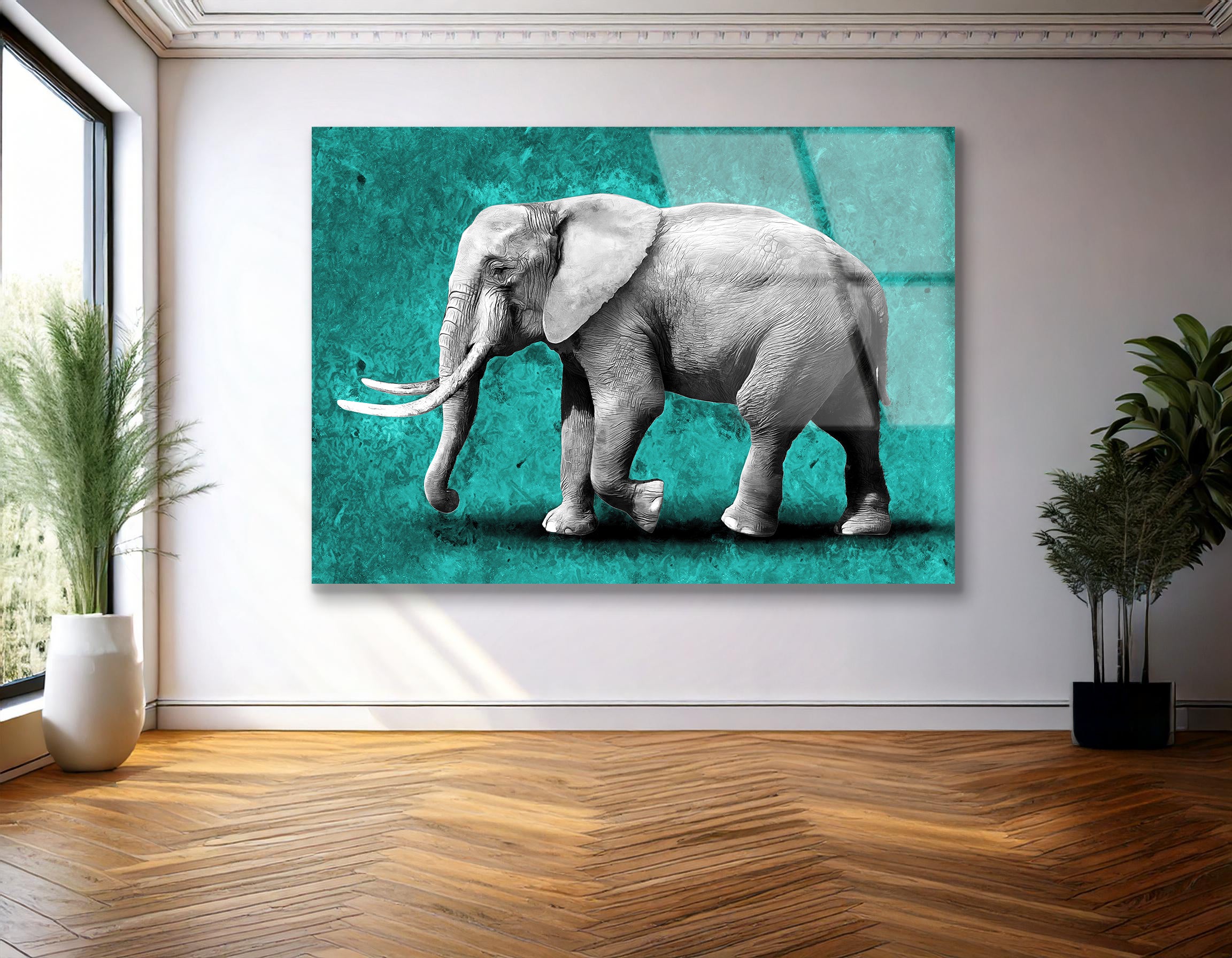 Modern Oil Painting of Elephant | Premium HD Metal Wall Art