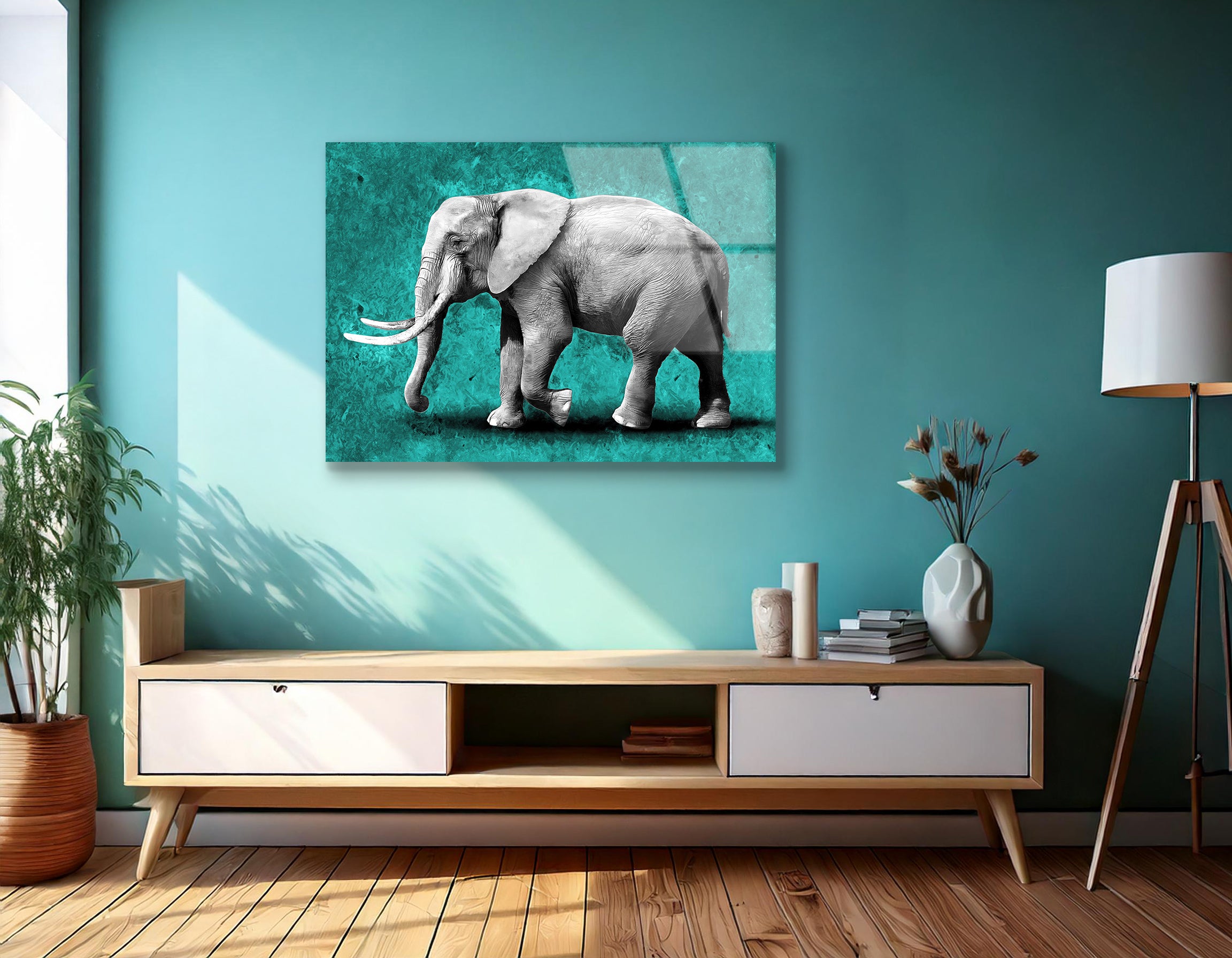 Modern Oil Painting of Elephant | Premium HD Metal Wall Art