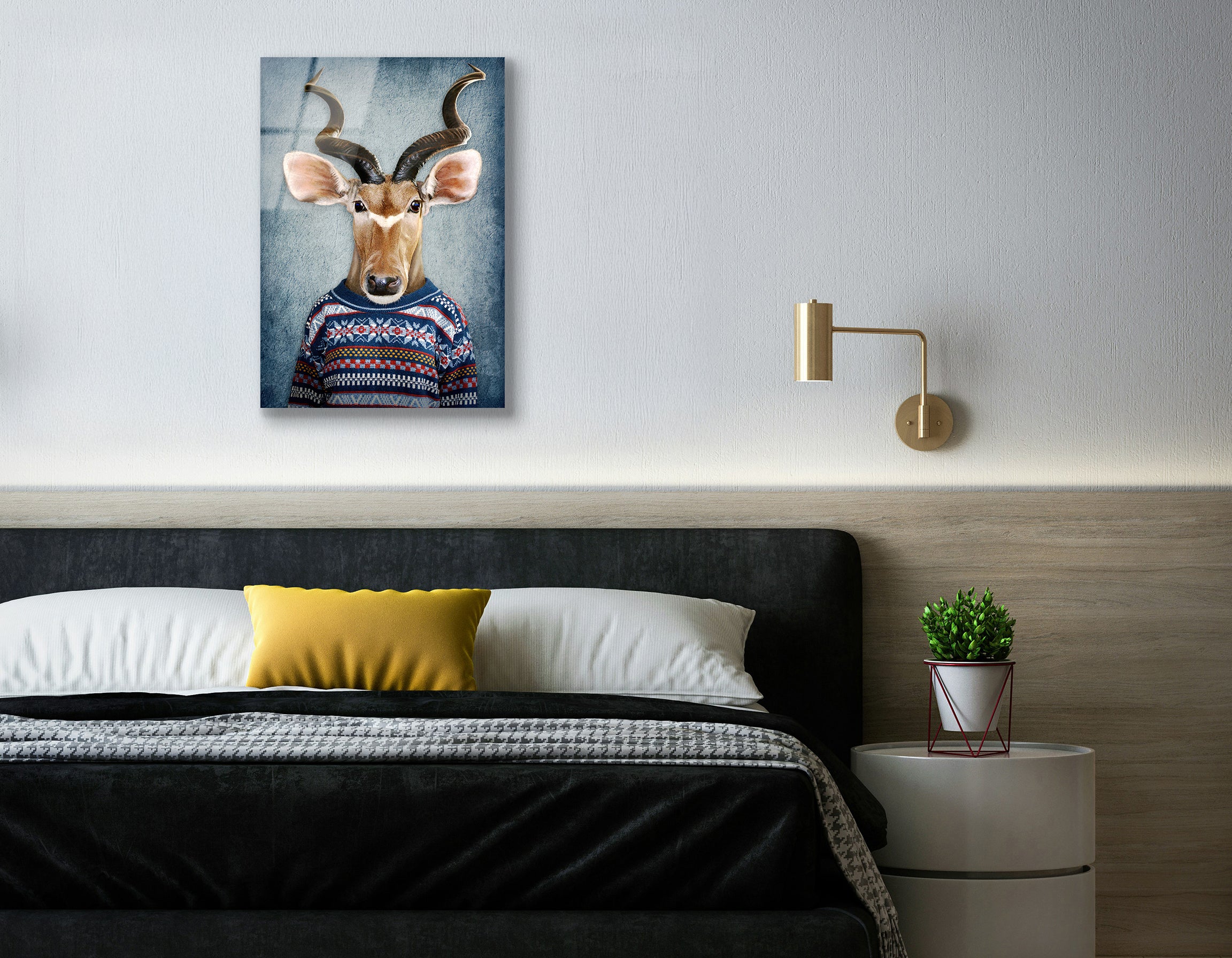 Antelope in Clothes | Premium HD Metal Wall Art