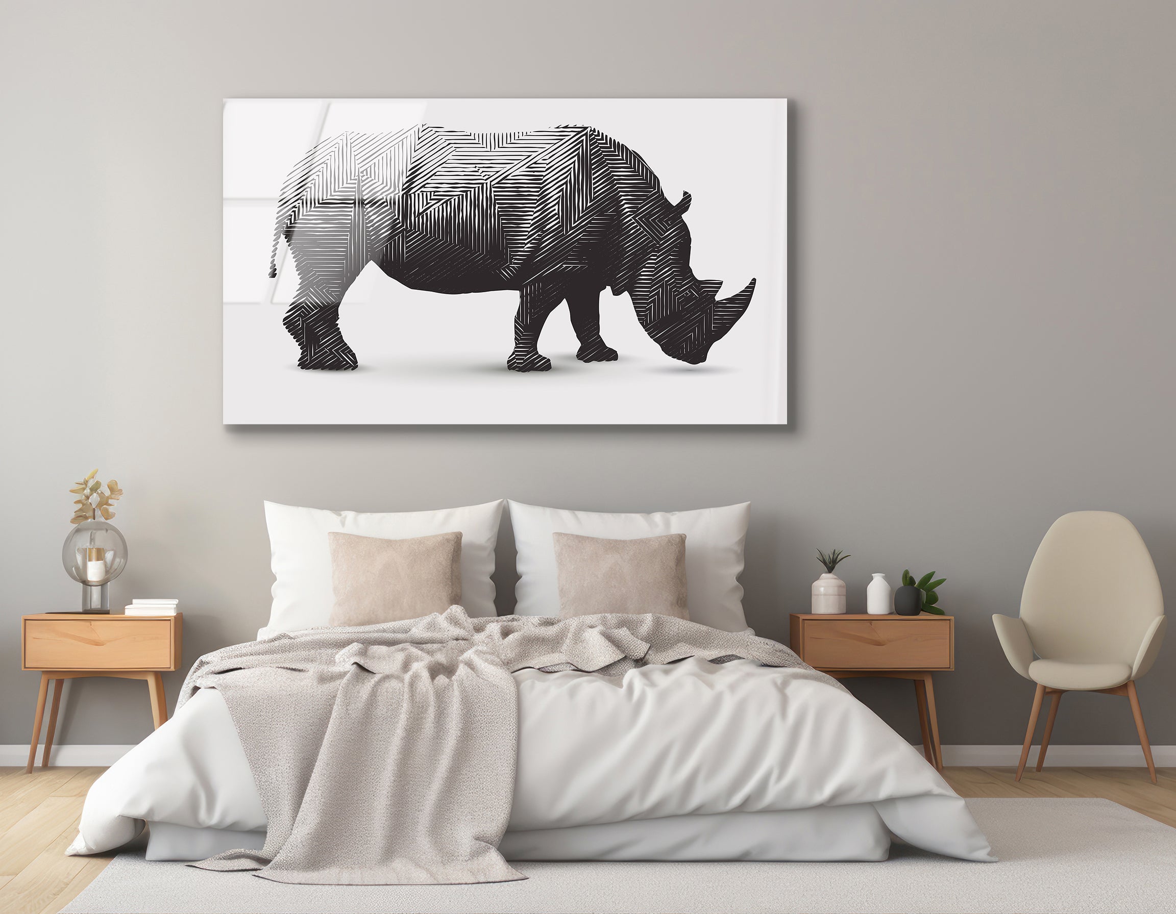 Vector Rhinoceros Illustration | Premium HD Metal Wall Art