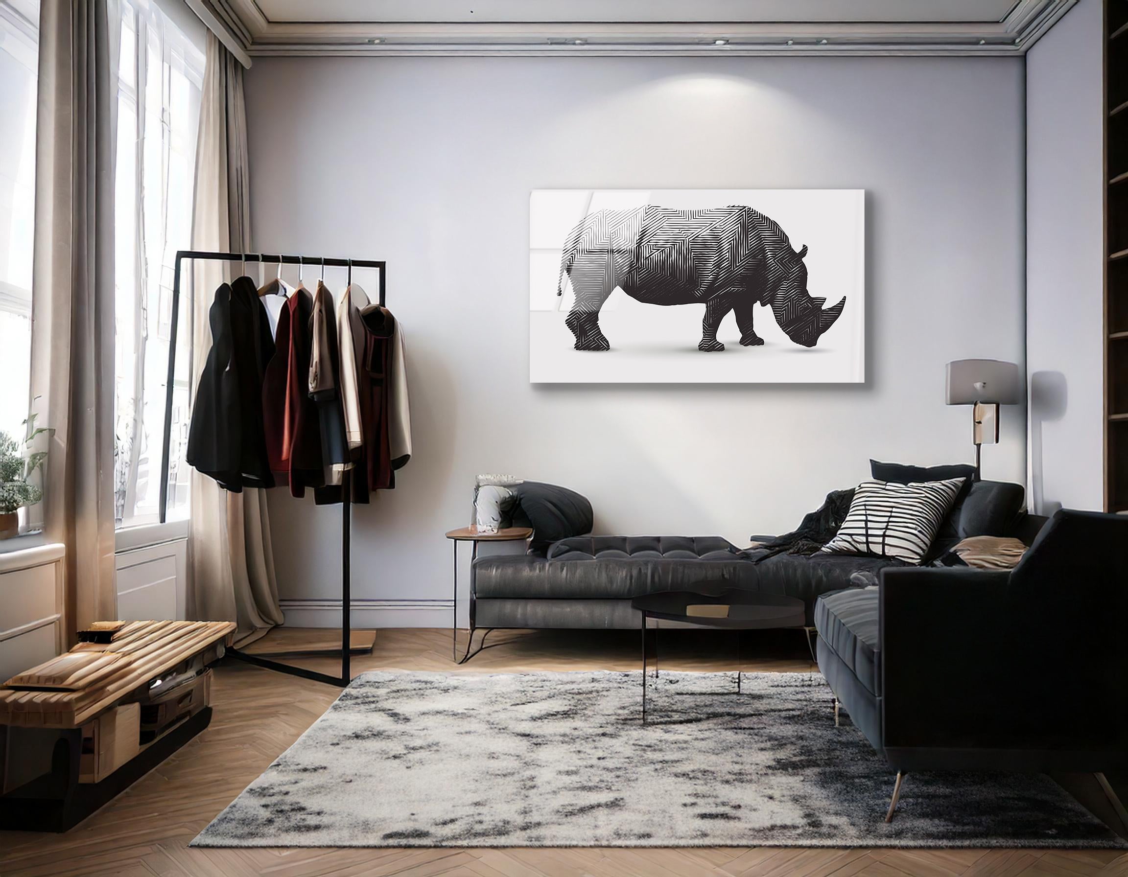Vector Rhinoceros Illustration | Premium HD Metal Wall Art