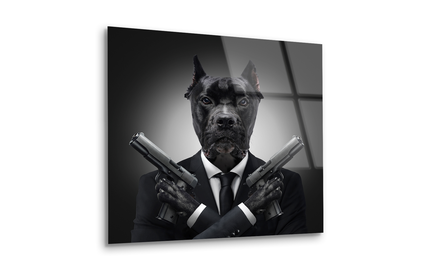 Killer Dog with Pistols | Premium HD Metal Wall Art