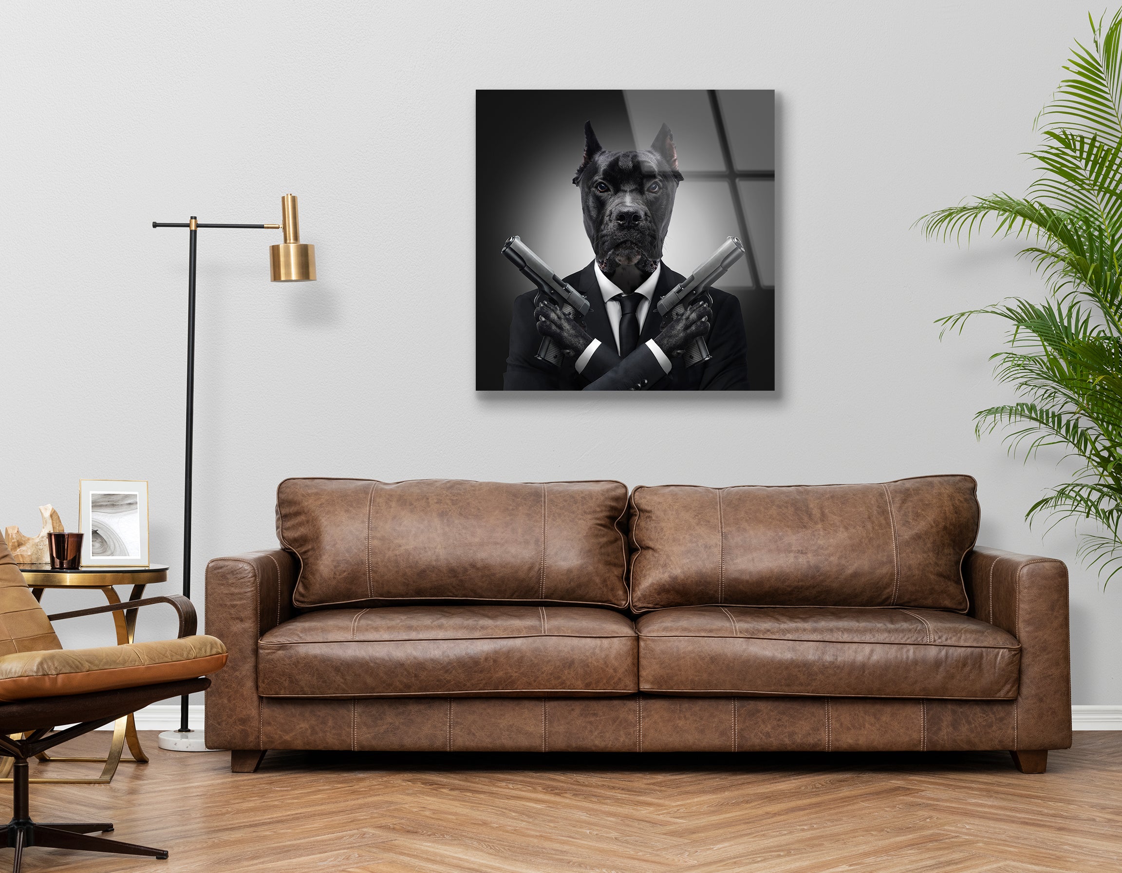 Killer Dog with Pistols | Premium HD Metal Wall Art