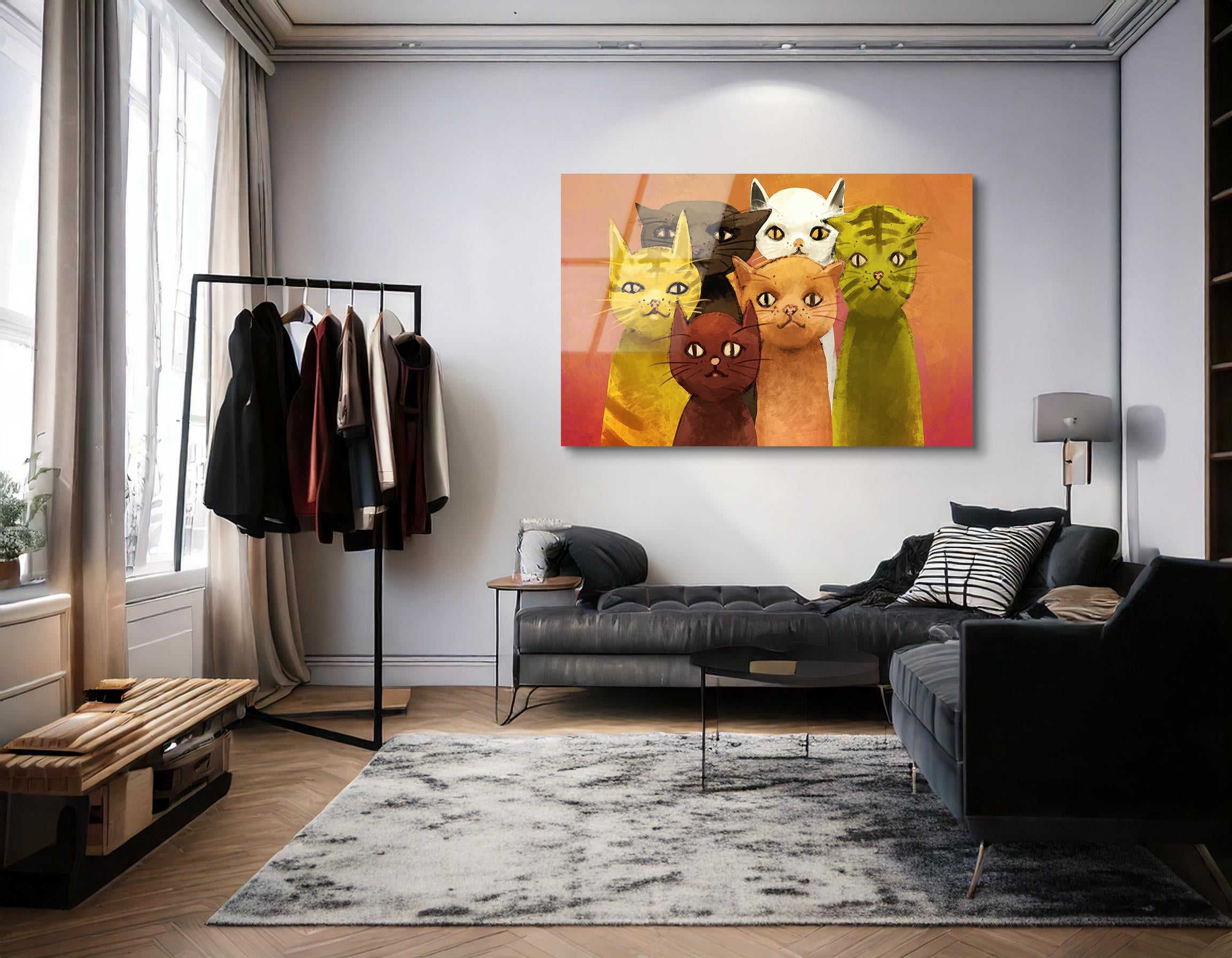 Abstract Cats Digital Painting | Premium HD Metal Wall Art