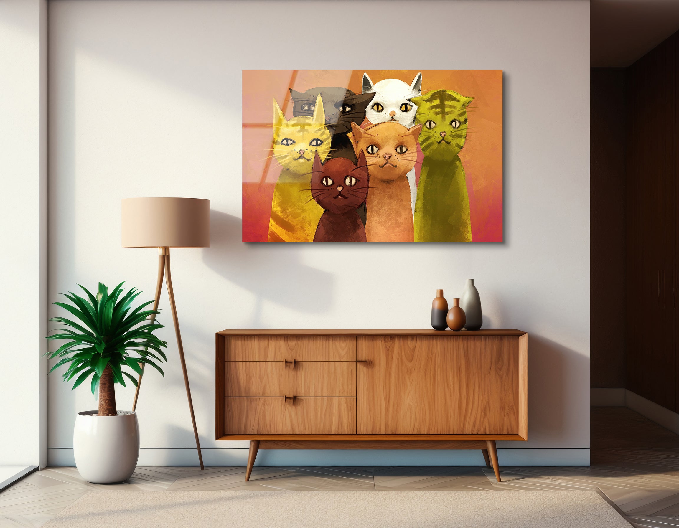 Abstract Cats Digital Painting | Premium HD Metal Wall Art