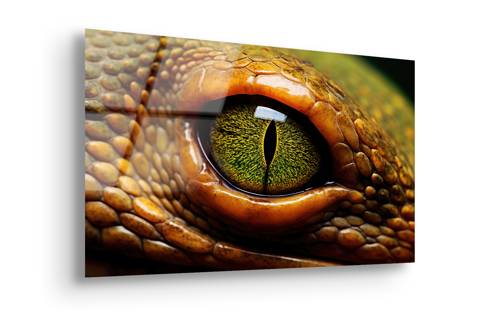 Green Snake Eye Close-Up | Premium HD Metal Wall Art