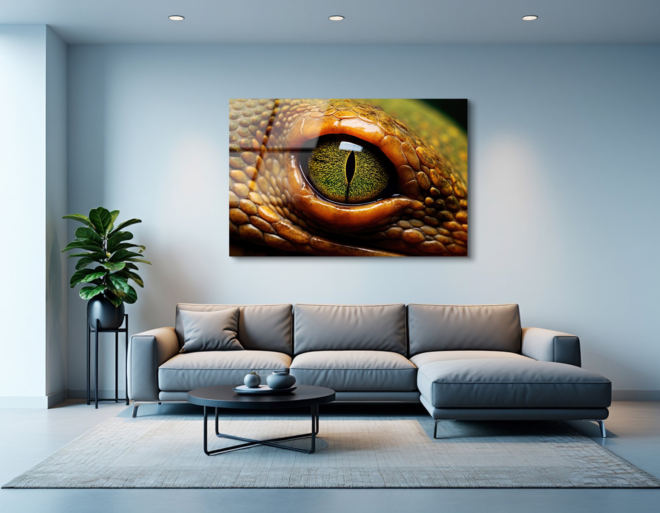 Green Snake Eye Close-Up | Premium HD Metal Wall Art