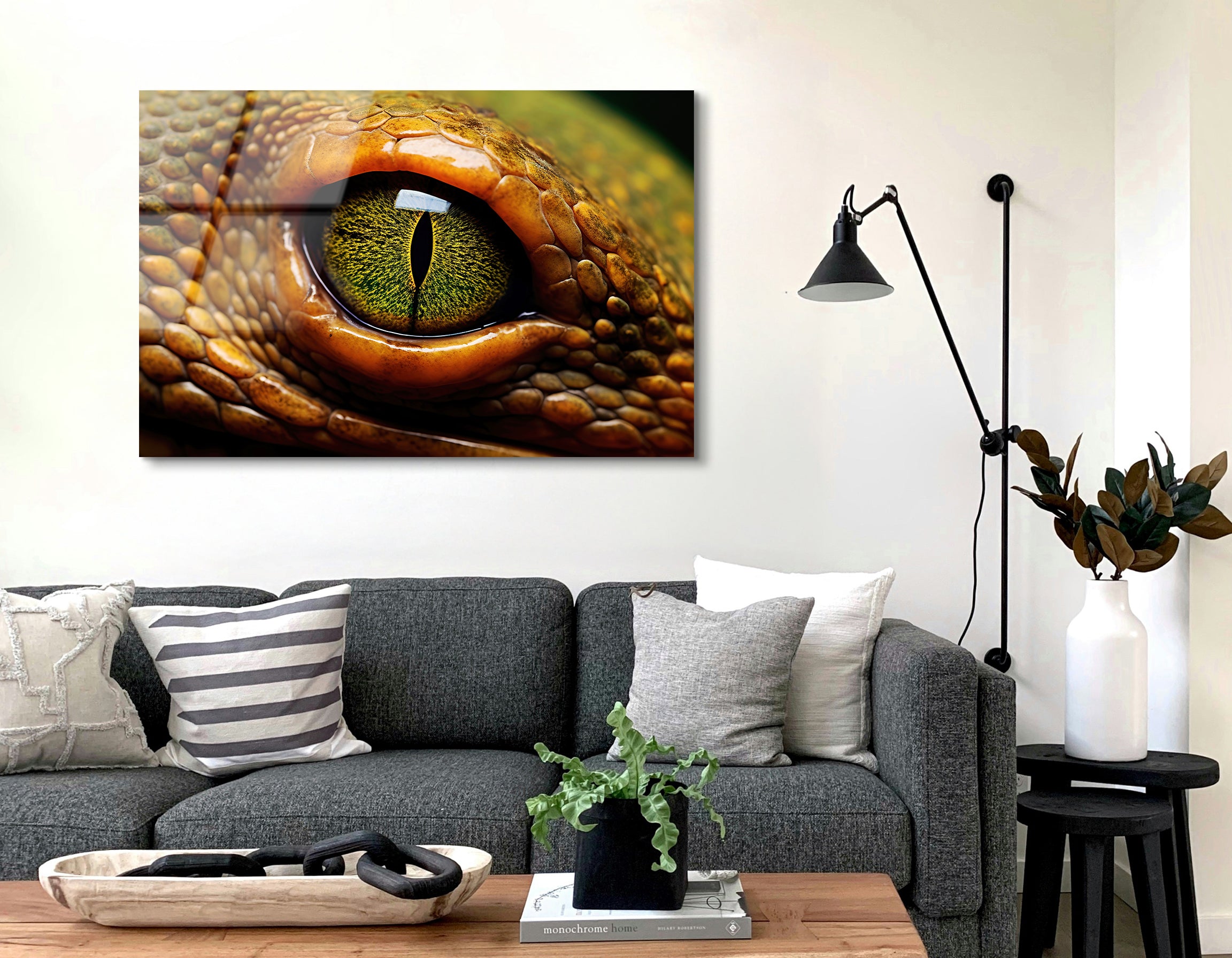Green Snake Eye Close-Up | Premium HD Metal Wall Art
