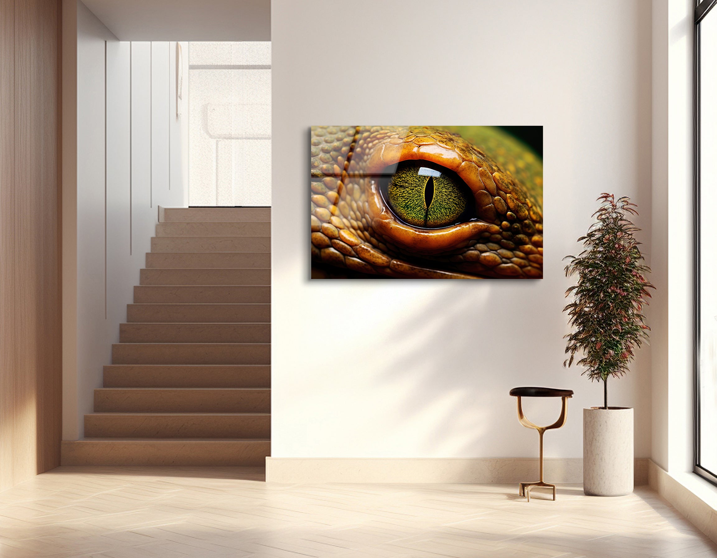 Green Snake Eye Close-Up | Premium HD Metal Wall Art