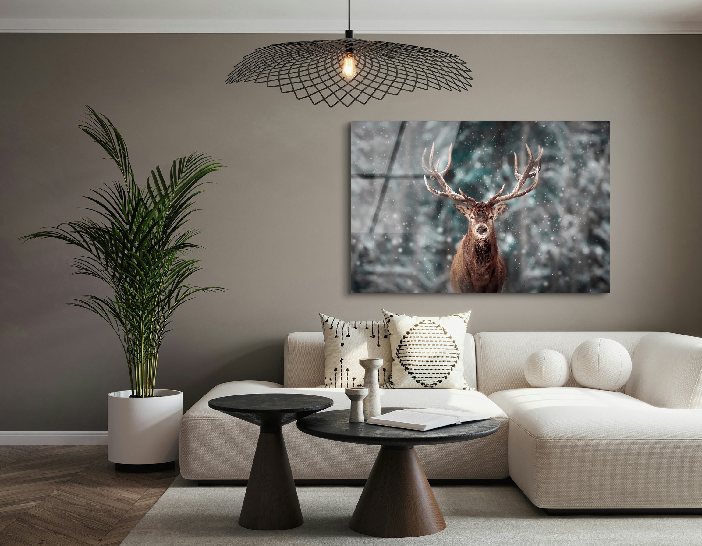 Winter Deer in Snowy Forest | Premium HD Metal Wall Art