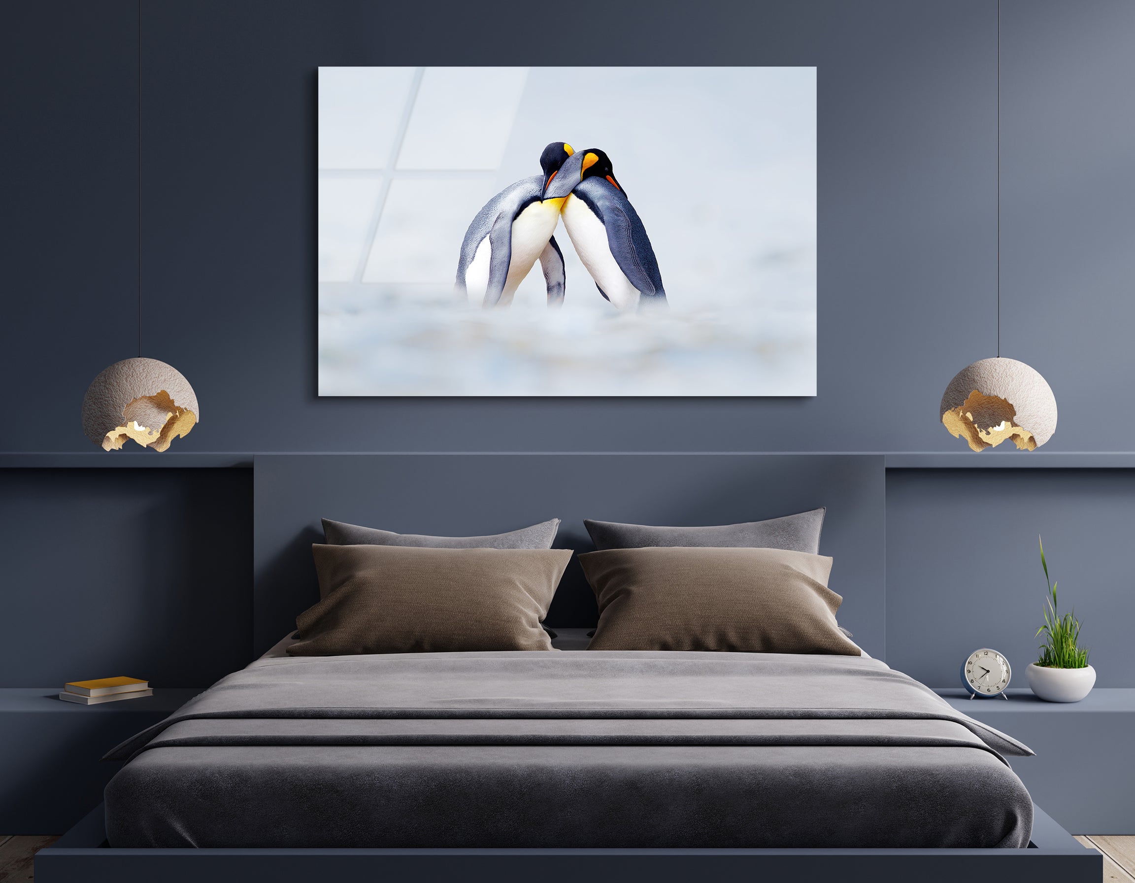 King Penguin Pair in Snow | Premium HD Metal Wall Art