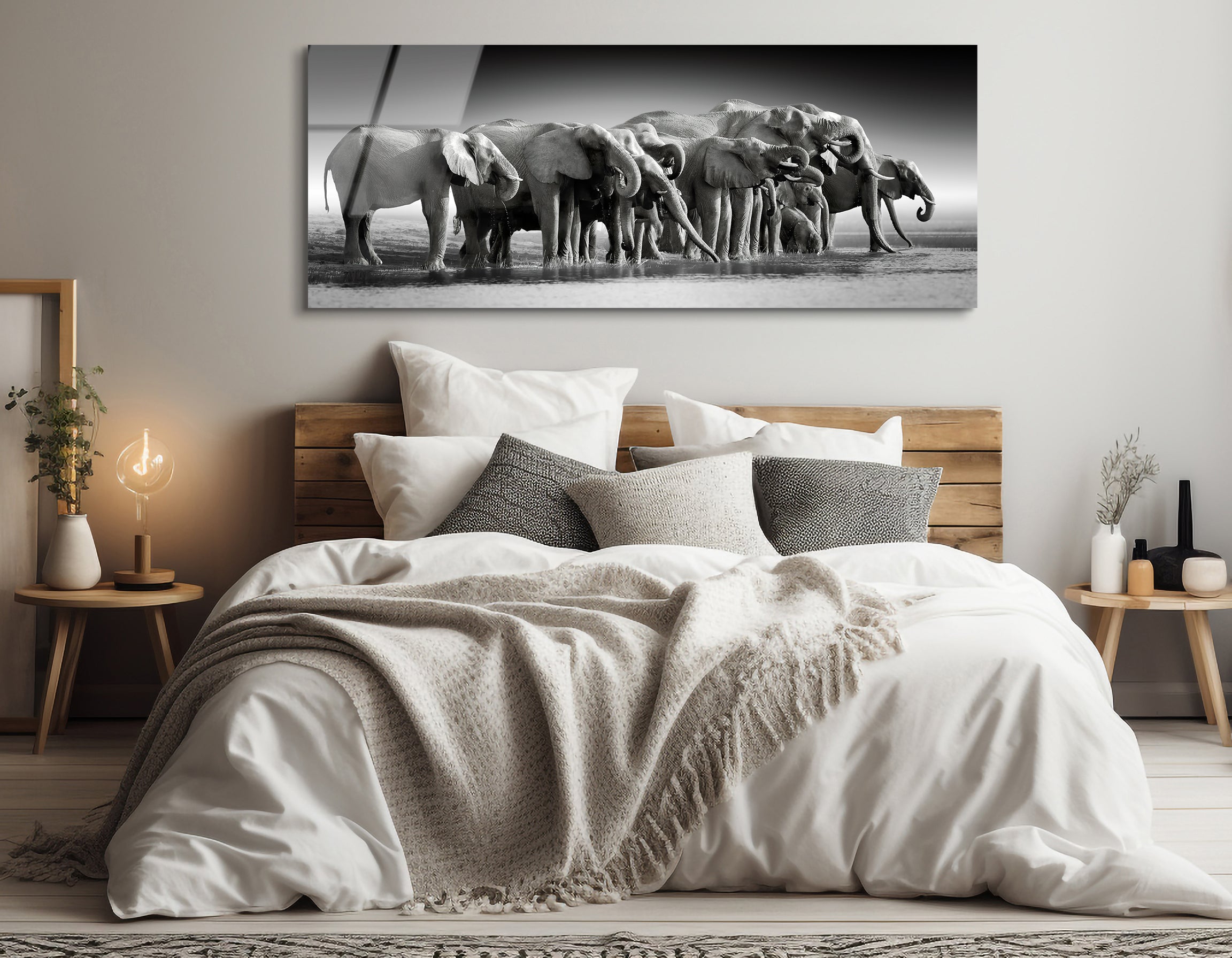 African Elephants by Chobe River | Premium HD Metal Wall Art