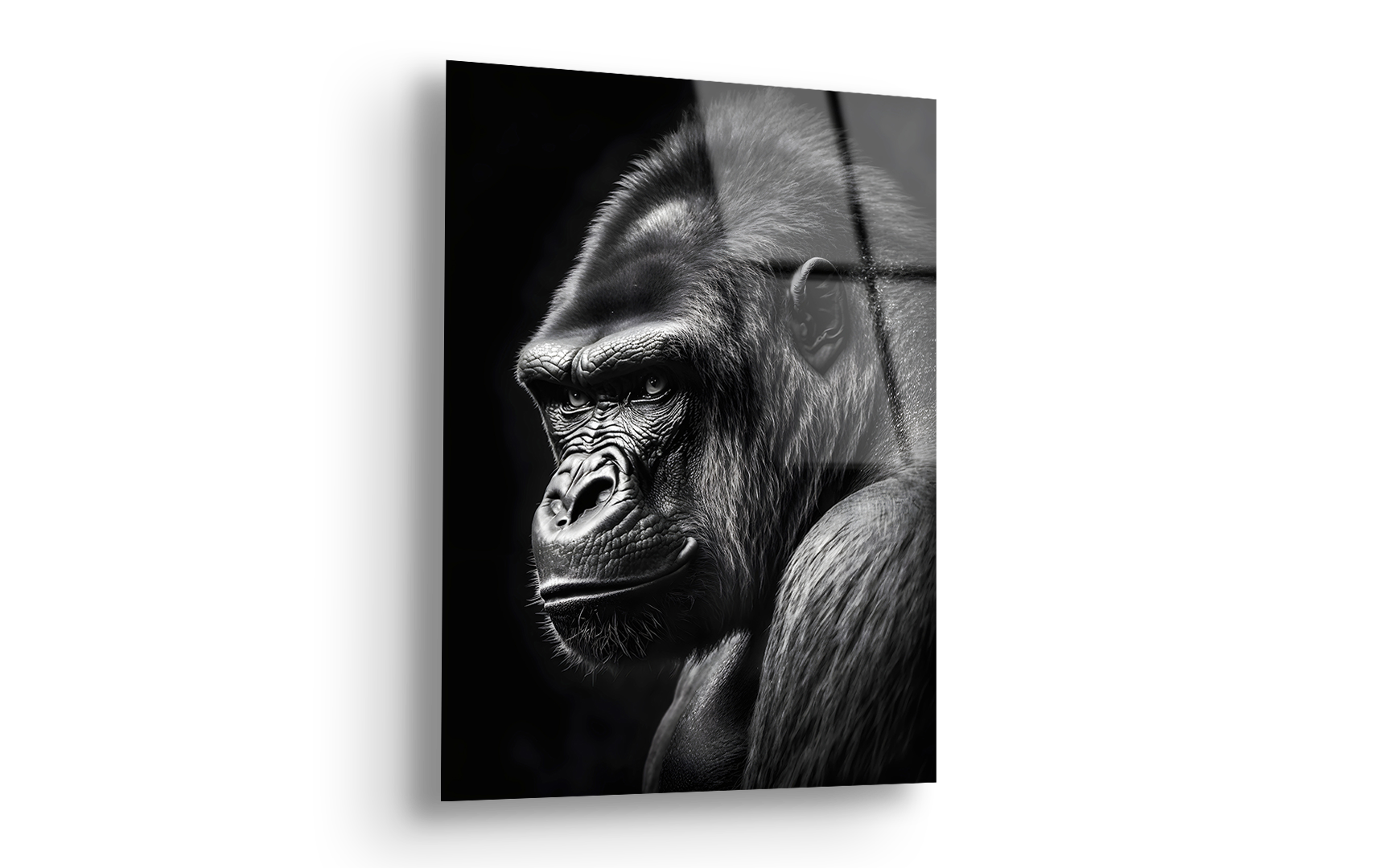Gorilla Portrait in Black & White | Premium HD Metal Wall Art