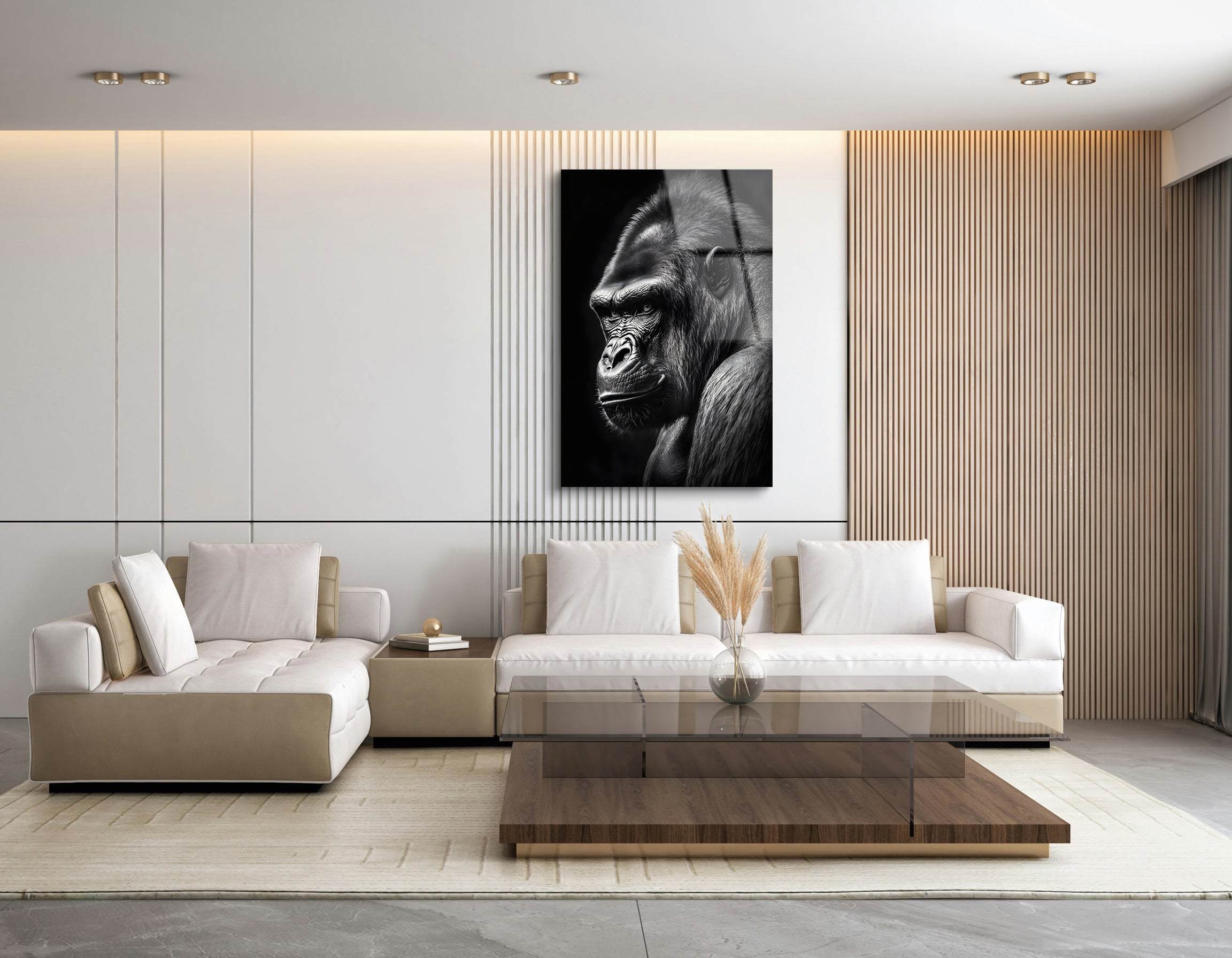 Gorilla Portrait in Black & White | Premium HD Metal Wall Art